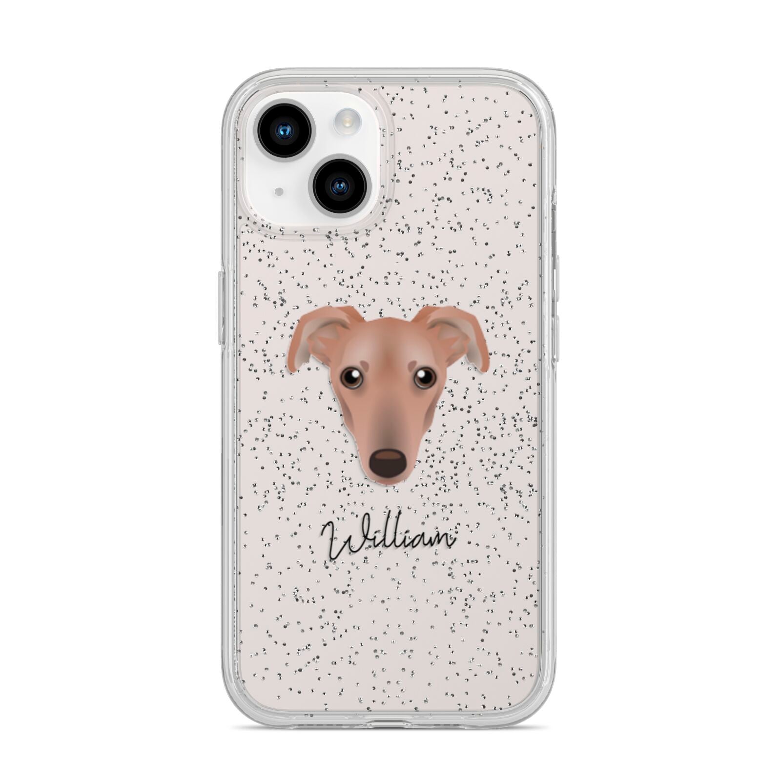 Lurcher Personalised iPhone 14 Glitter Tough Case Starlight
