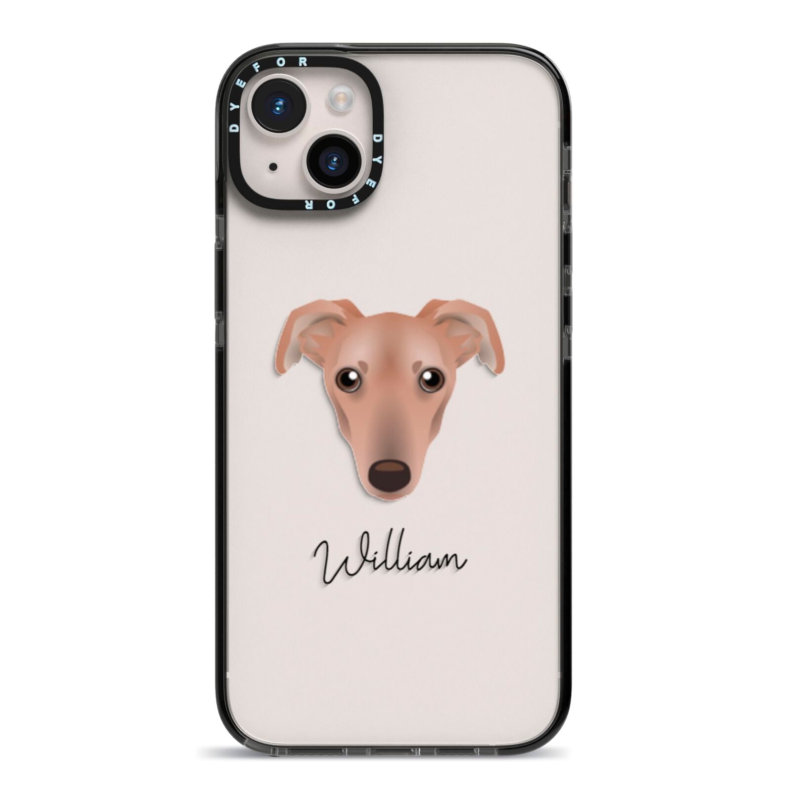 Lurcher Personalised iPhone 14 Plus Black Impact Case on Silver phone