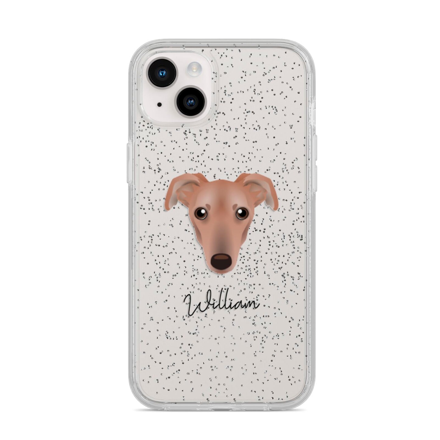 Lurcher Personalised iPhone 14 Plus Glitter Tough Case Starlight