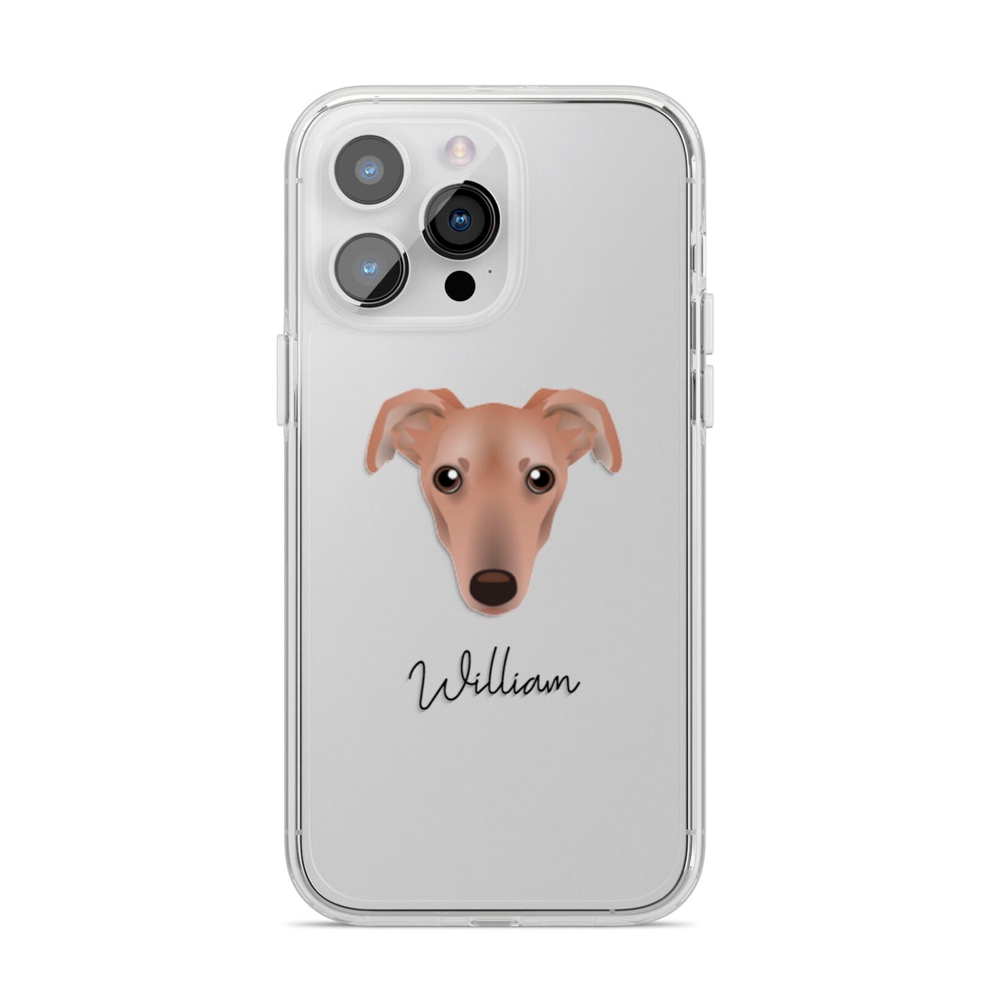 Lurcher Personalised iPhone 14 Pro Max Clear Tough Case Silver