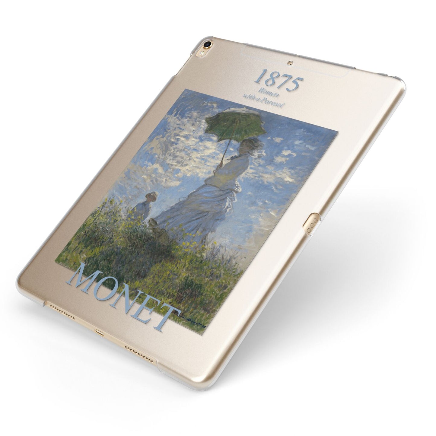 Madame Monet And Her Son By Claude Monet Apple iPad Case on Gold iPad Side View
