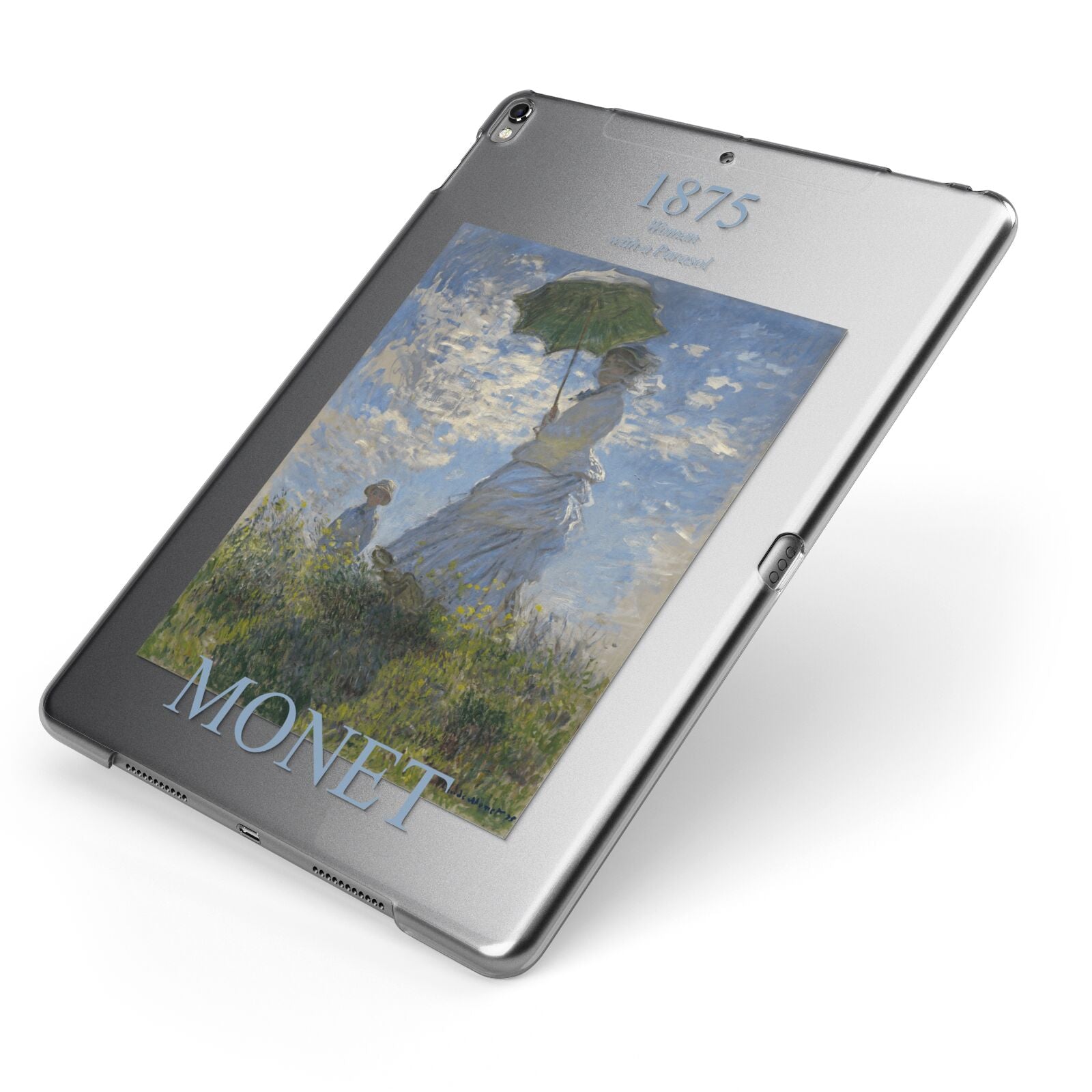 Madame Monet And Her Son By Claude Monet Apple iPad Case on Grey iPad Side View