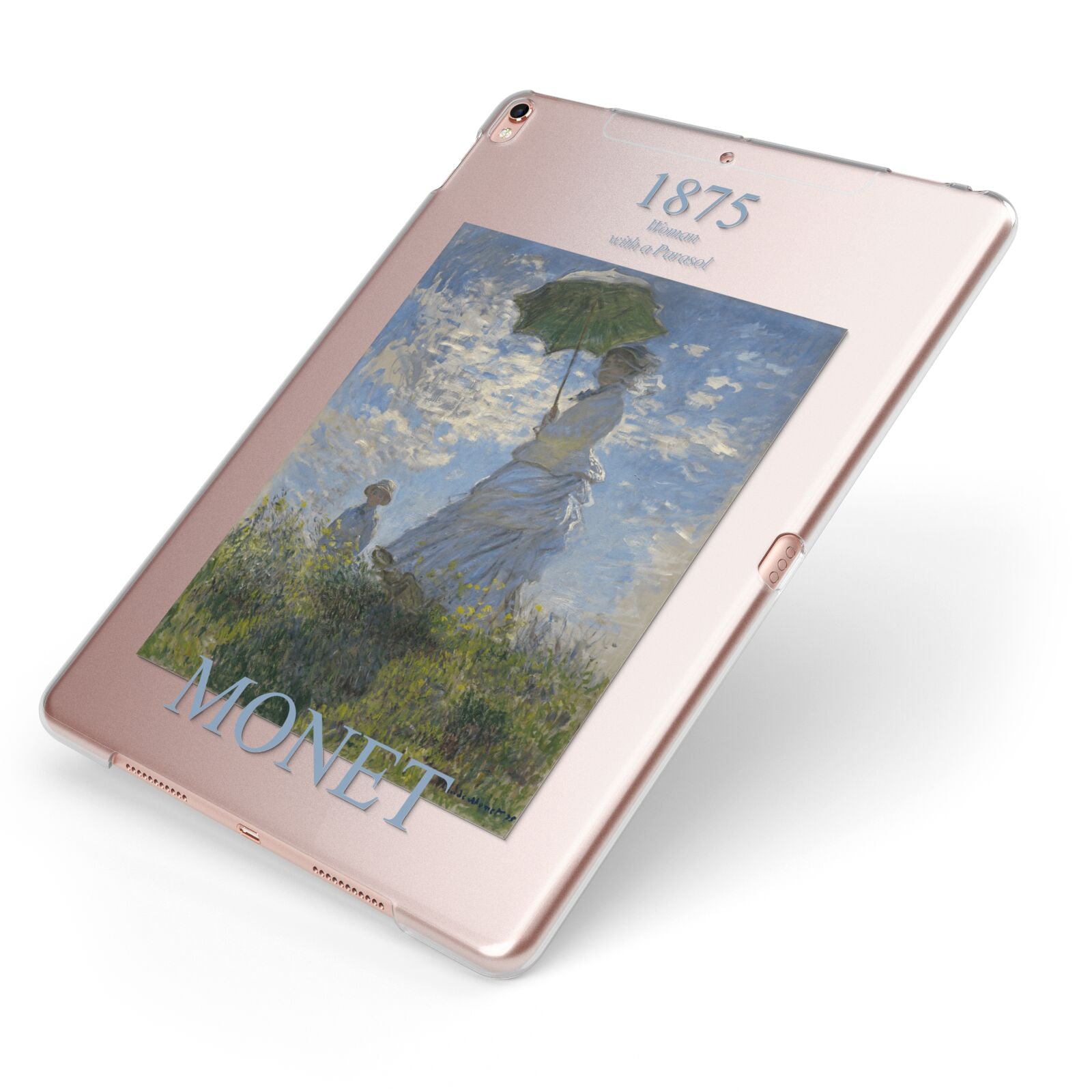 Madame Monet And Her Son By Claude Monet Apple iPad Case on Rose Gold iPad Side View