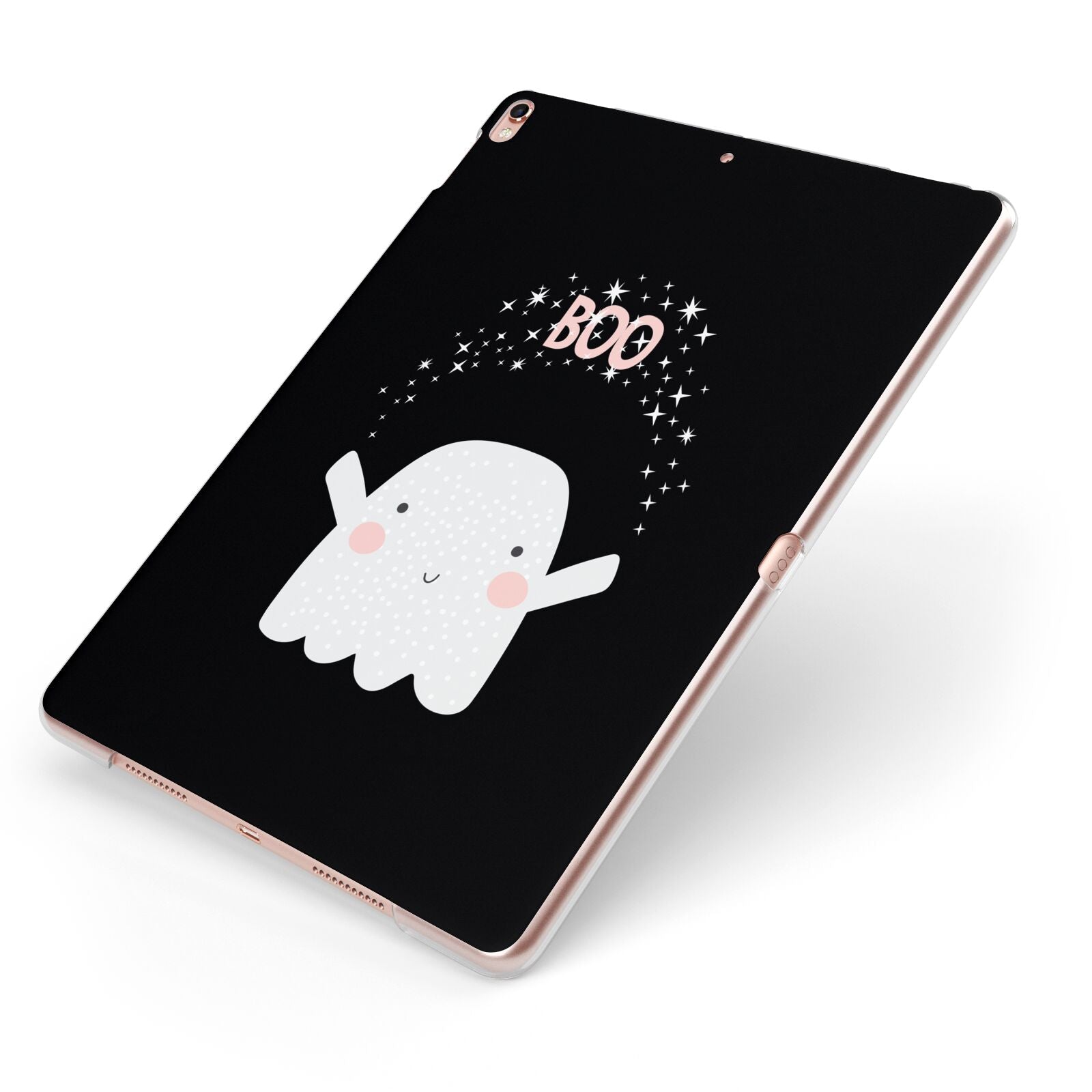 Magical Ghost Apple iPad Case on Rose Gold iPad Side View