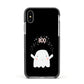 Magical Ghost Apple iPhone Xs Impact Case Black Edge on Silver Phone