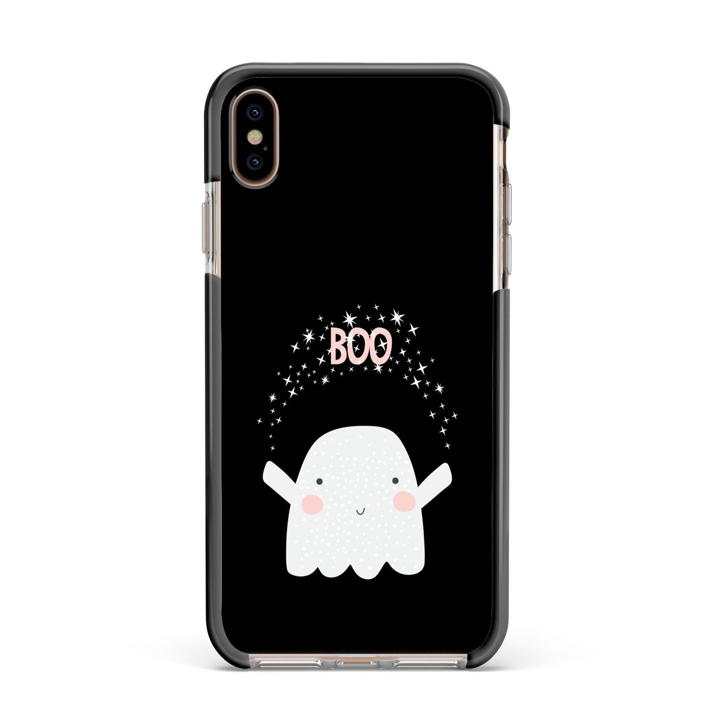 Magical Ghost Apple iPhone Xs Max Impact Case Black Edge on Gold Phone