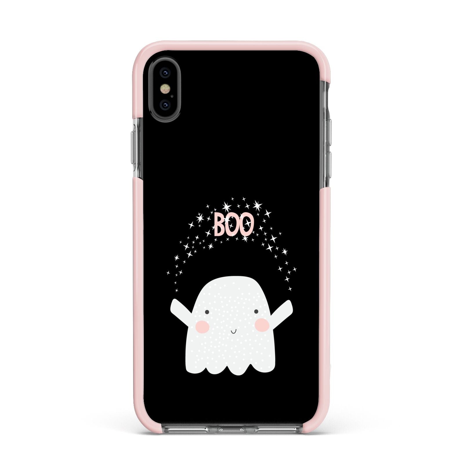 Magical Ghost Apple iPhone Xs Max Impact Case Pink Edge on Black Phone