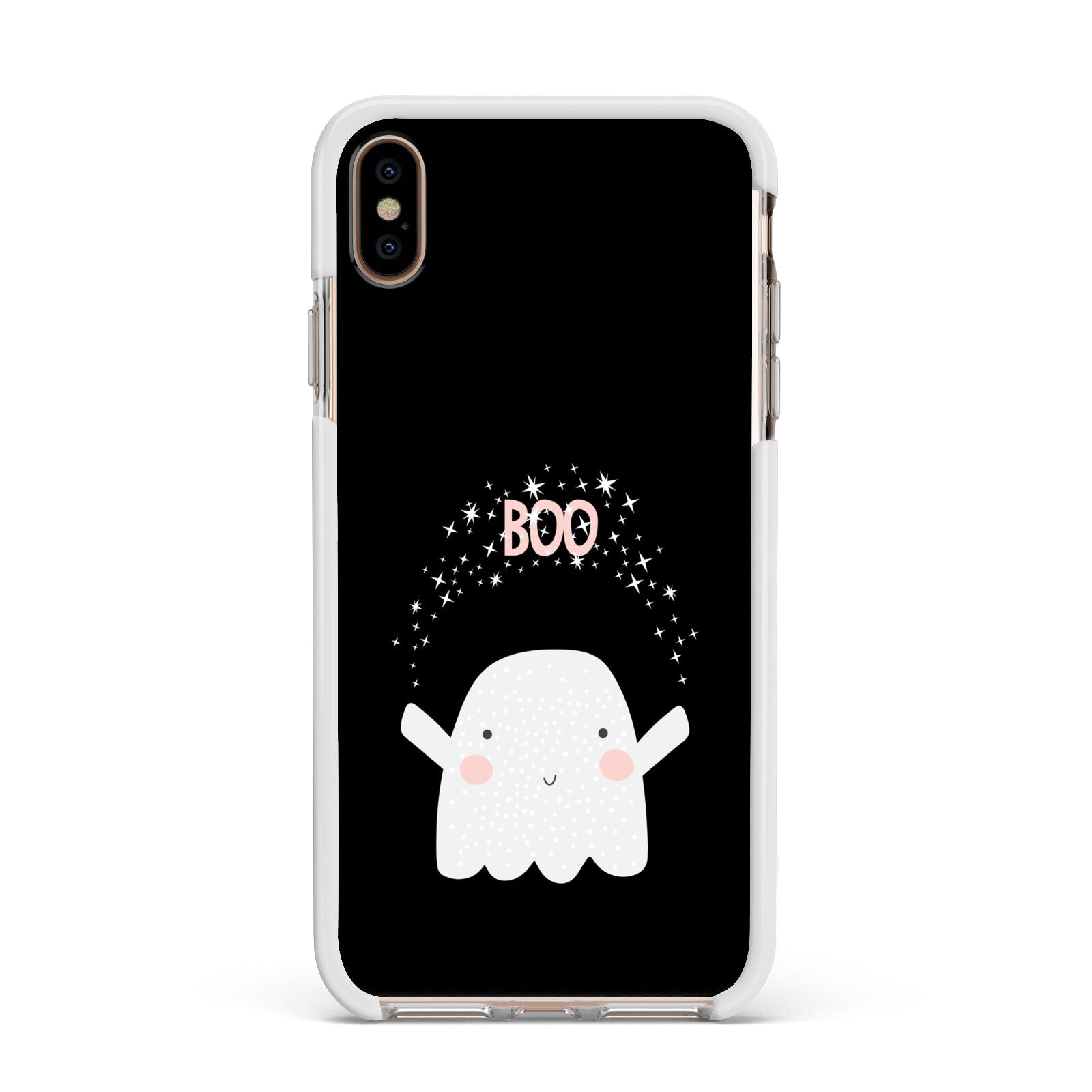 Magical Ghost Apple iPhone Xs Max Impact Case White Edge on Gold Phone