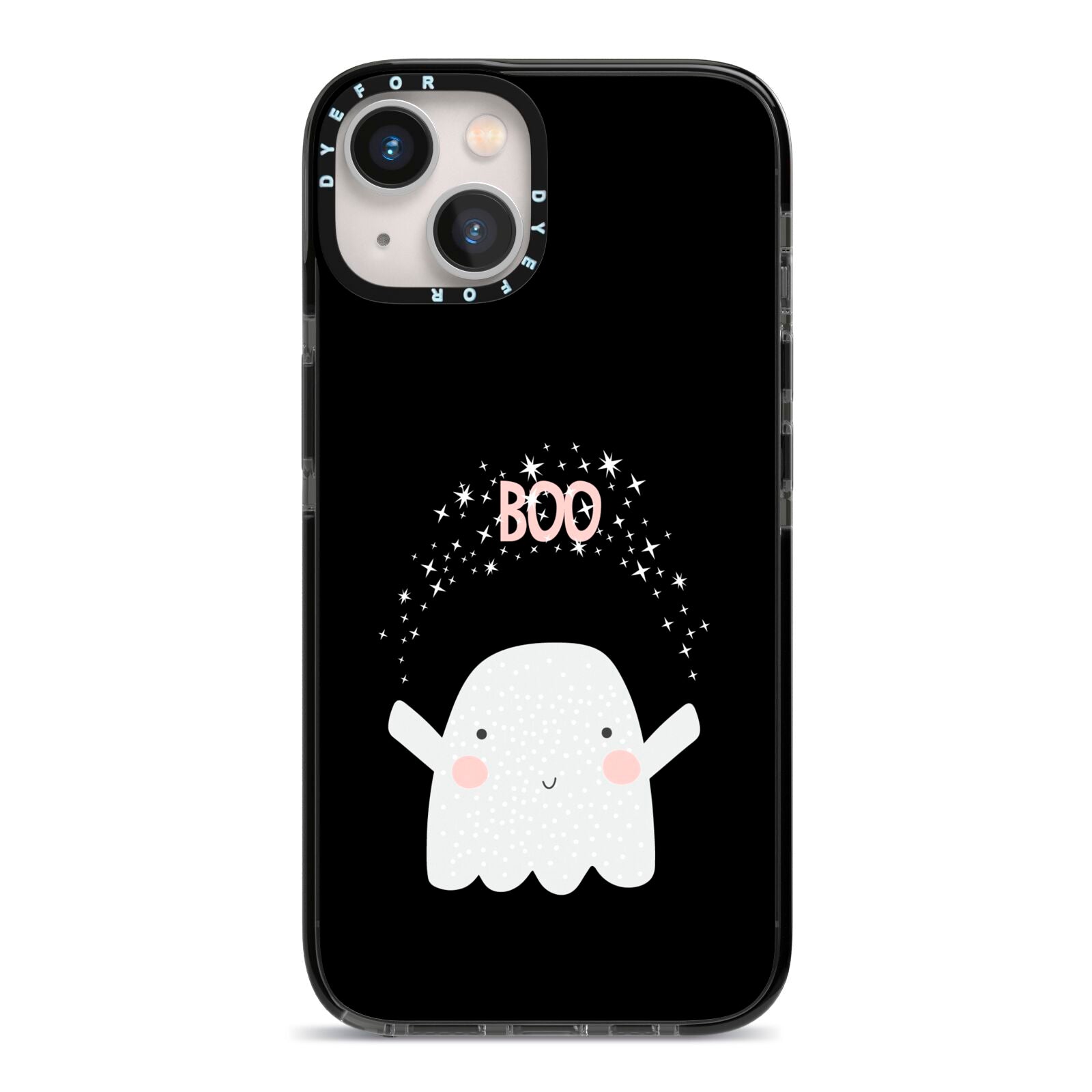 Magical Ghost iPhone 13 Black Impact Case on Silver phone