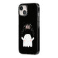 Magical Ghost iPhone 14 Black Impact Case Side Angle on Silver phone
