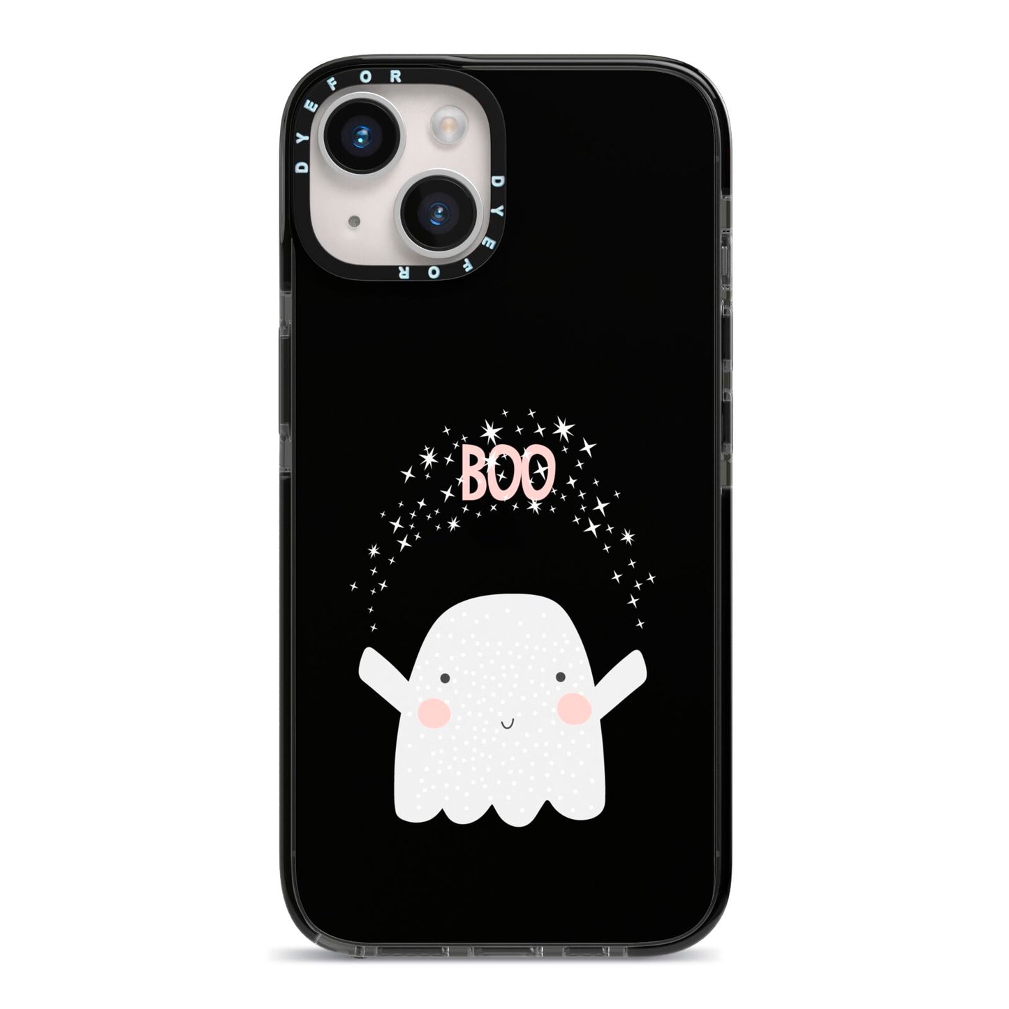 Magical Ghost iPhone 14 Black Impact Case on Silver phone