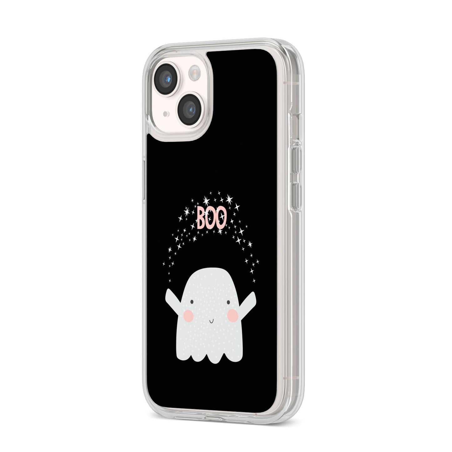 Magical Ghost iPhone 14 Clear Tough Case Starlight Angled Image