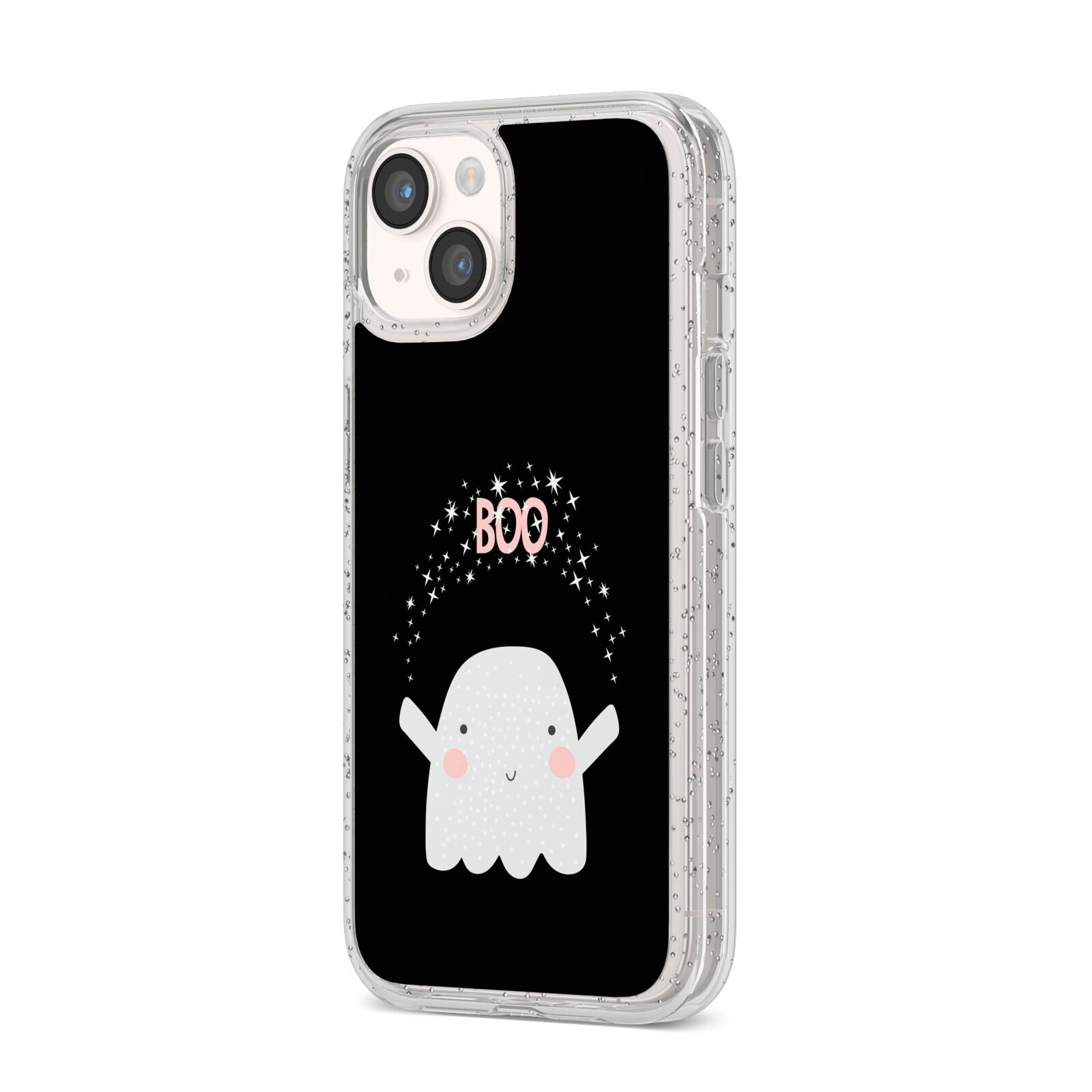 Magical Ghost iPhone 14 Glitter Tough Case Starlight Angled Image