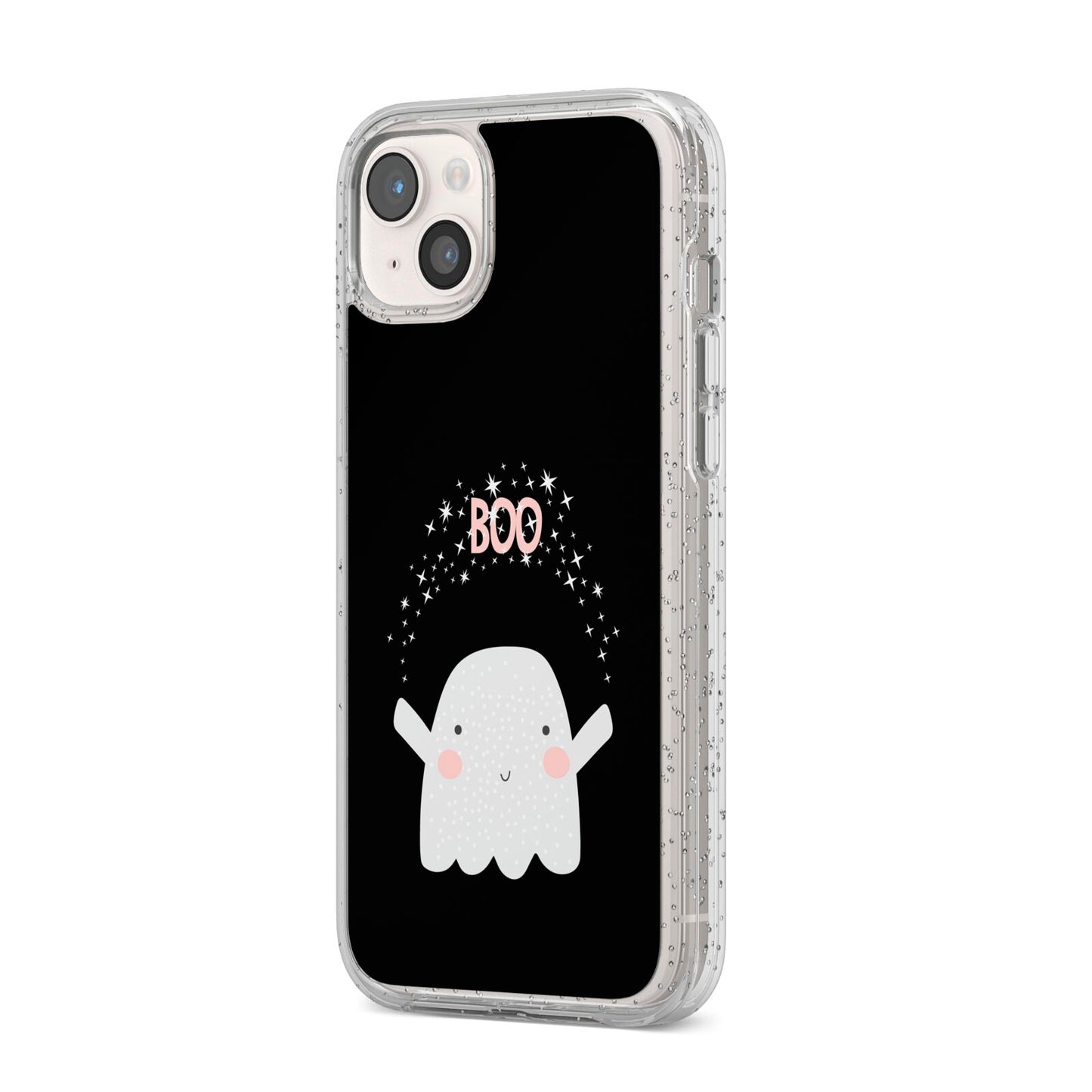 Magical Ghost iPhone 14 Plus Glitter Tough Case Starlight Angled Image