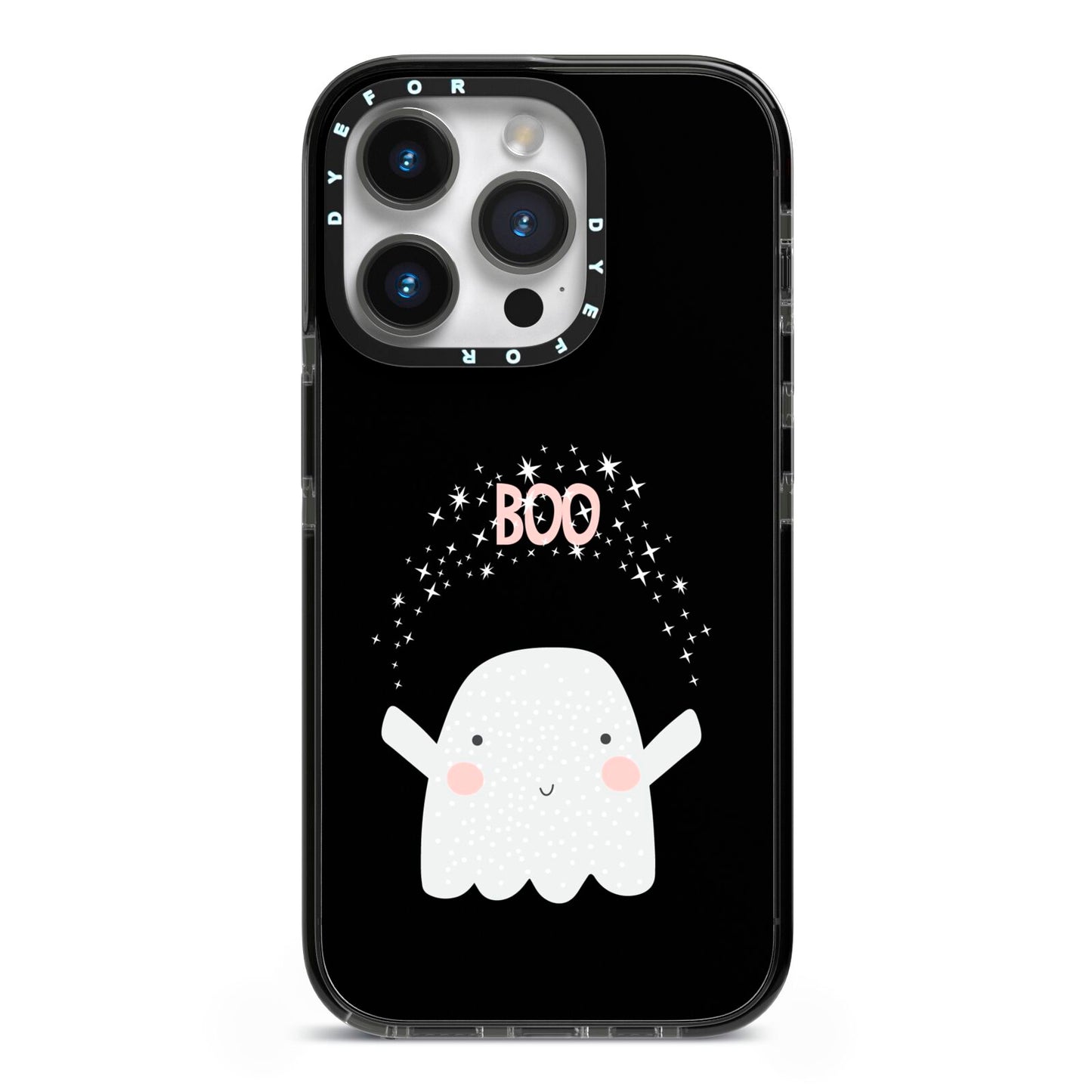 Magical Ghost iPhone 14 Pro Black Impact Case on Silver phone