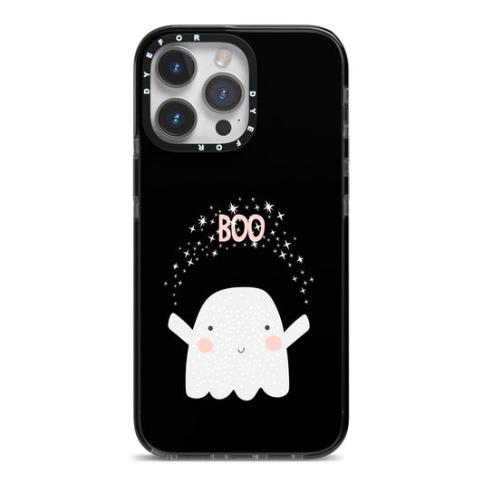 Magical Ghost iPhone 14 Pro Max Black Impact Case on Silver phone