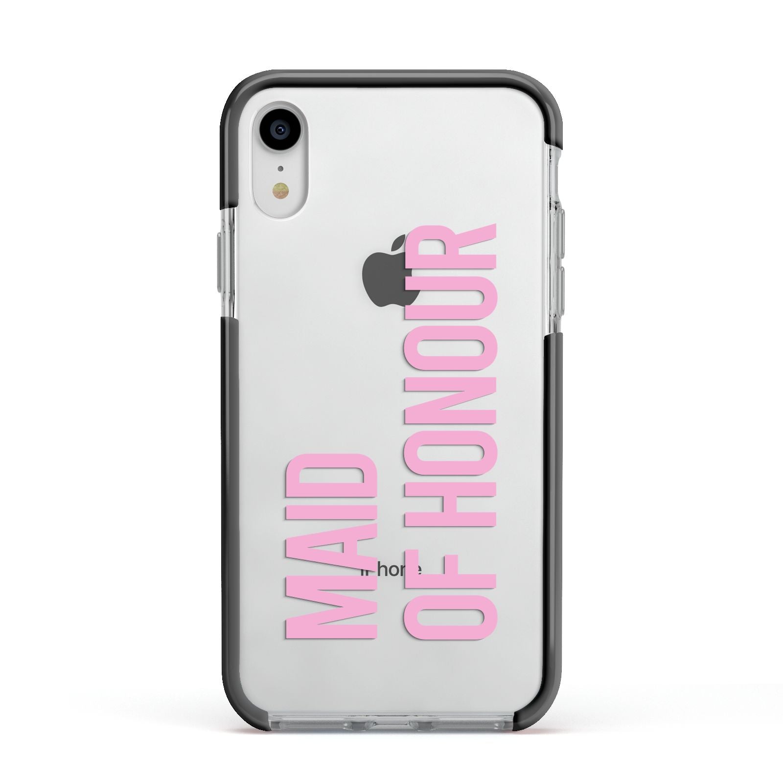 Maid of Honour Apple iPhone XR Impact Case Black Edge on Silver Phone