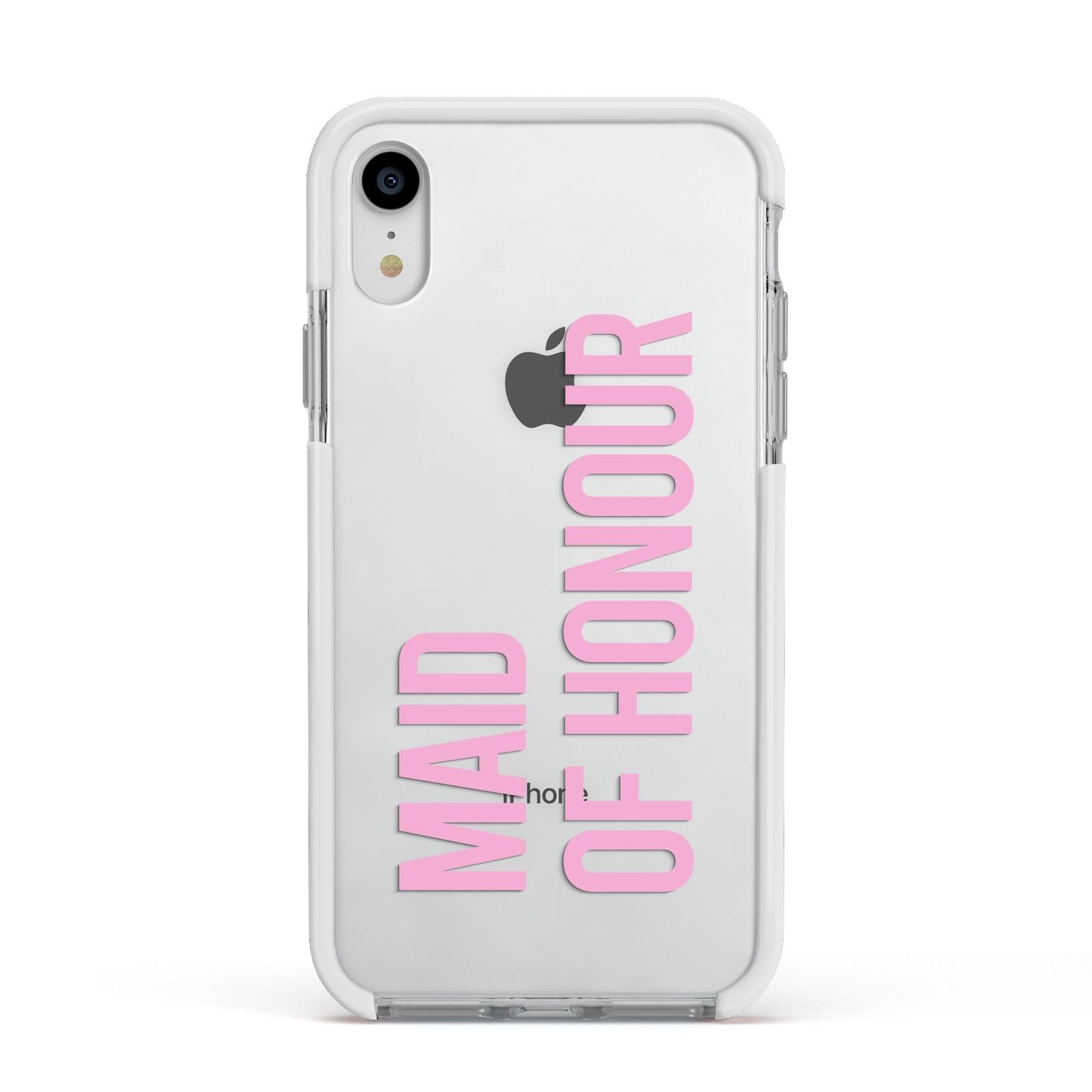 Maid of Honour Apple iPhone XR Impact Case White Edge on Silver Phone