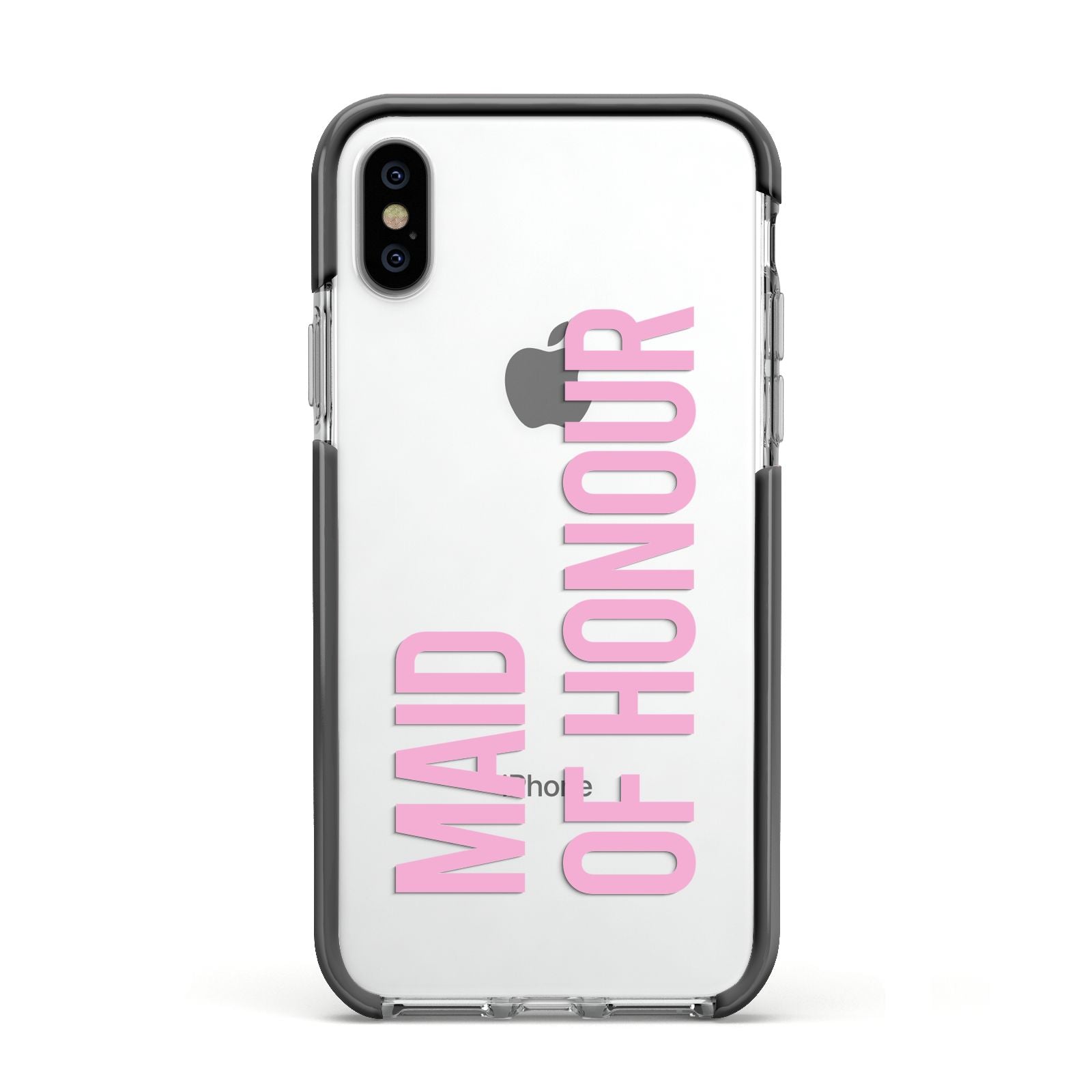 Maid of Honour Apple iPhone Xs Impact Case Black Edge on Silver Phone