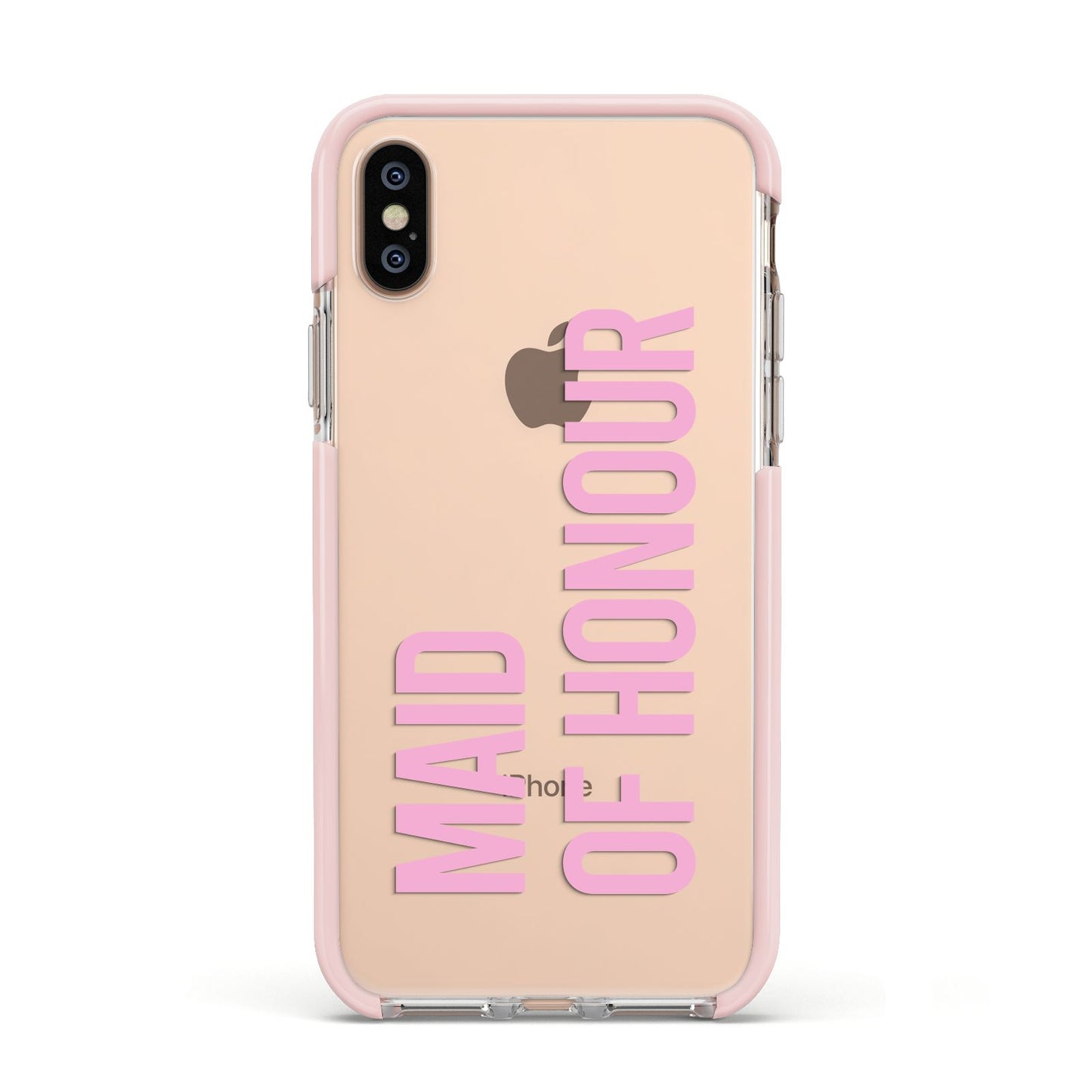 Maid of Honour Apple iPhone Xs Impact Case Pink Edge on Gold Phone