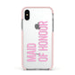 Maid of Honour Apple iPhone Xs Impact Case Pink Edge on Silver Phone