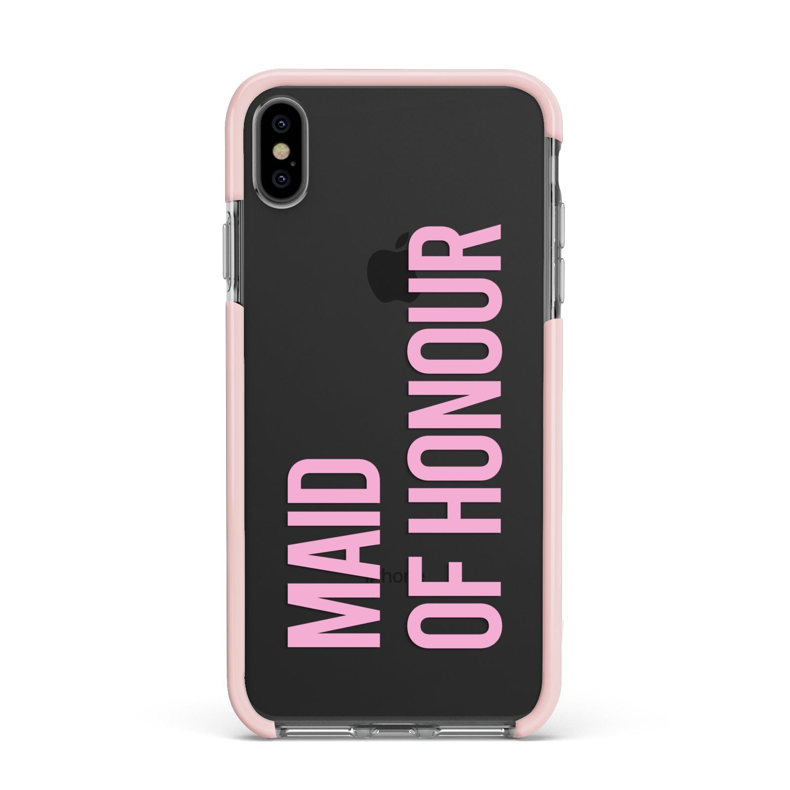 Maid of Honour Apple iPhone Xs Max Impact Case Pink Edge on Black Phone