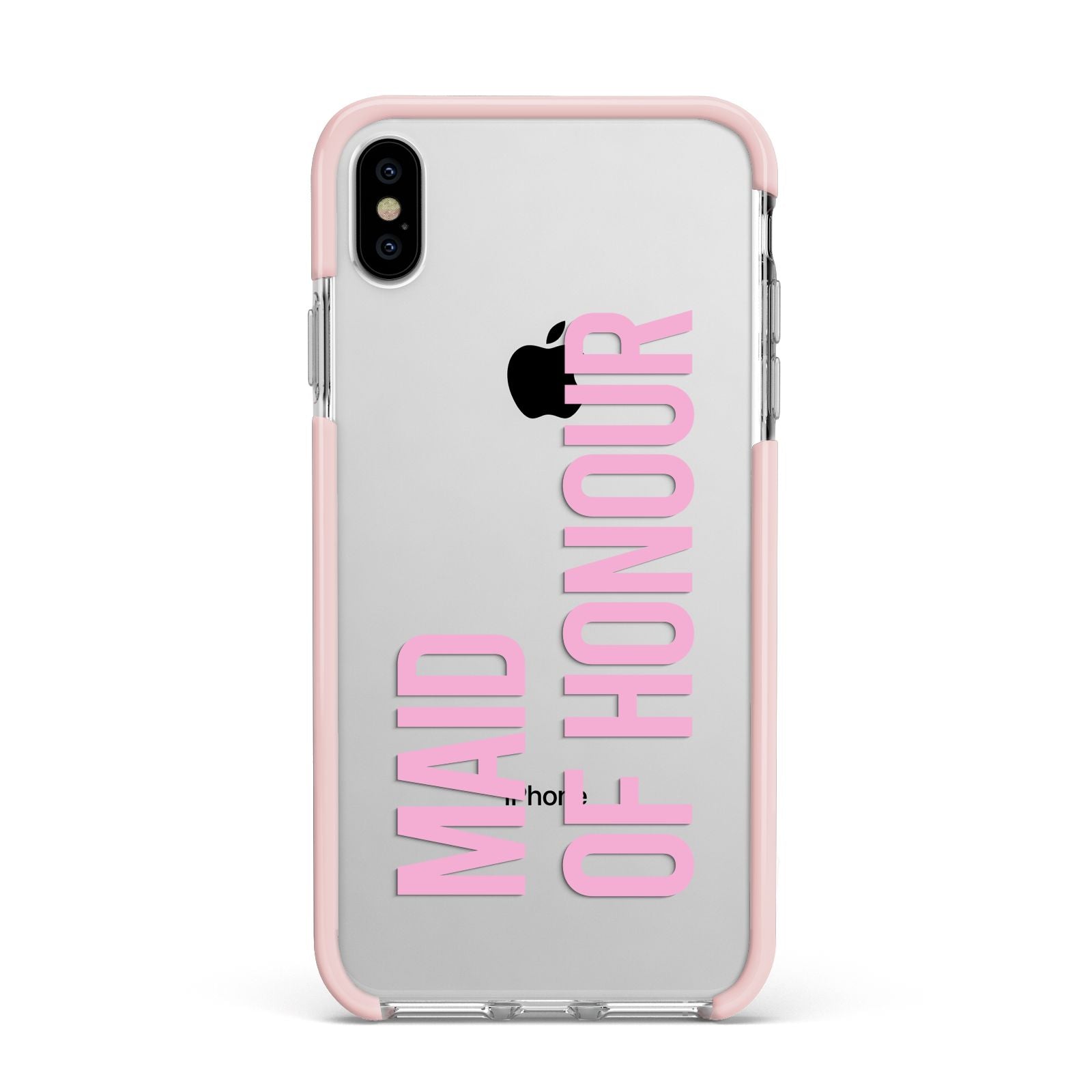 Maid of Honour Apple iPhone Xs Max Impact Case Pink Edge on Silver Phone