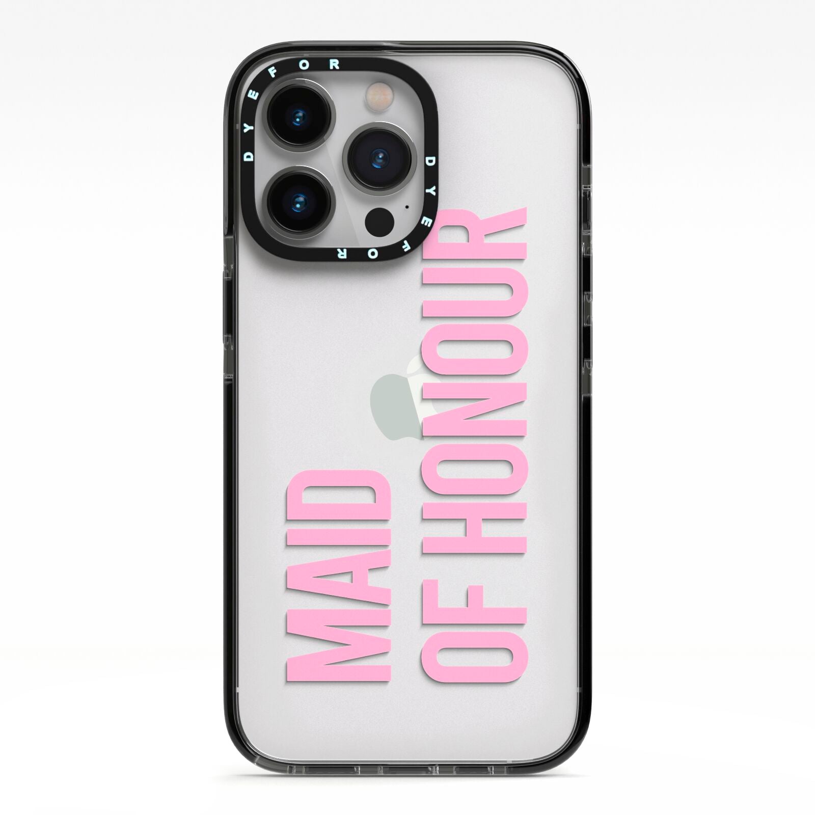 Maid of Honour iPhone 13 Pro Black Impact Case on Silver phone