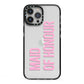 Maid of Honour iPhone 13 Pro Max Black Impact Case on Silver phone