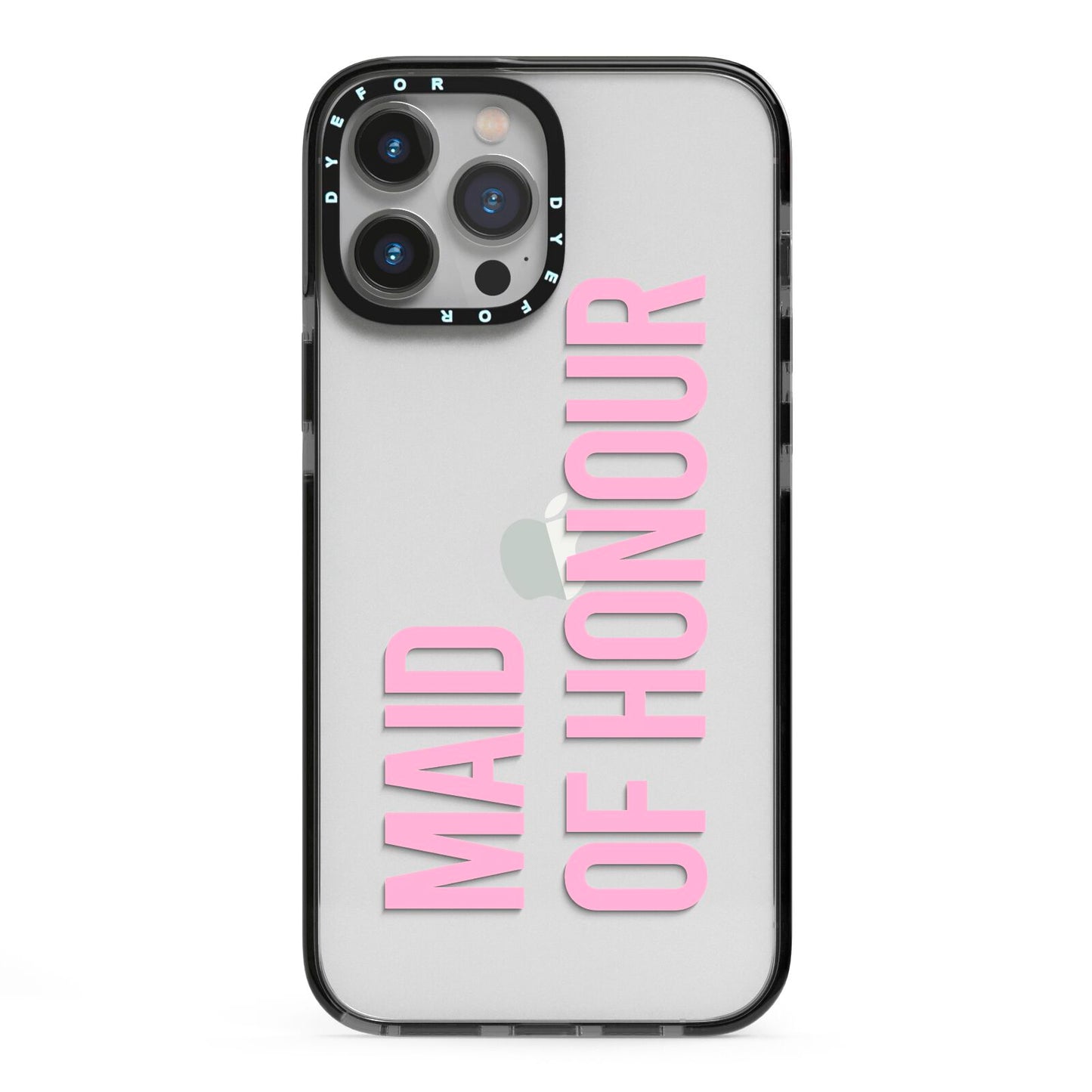 Maid of Honour iPhone 13 Pro Max Black Impact Case on Silver phone