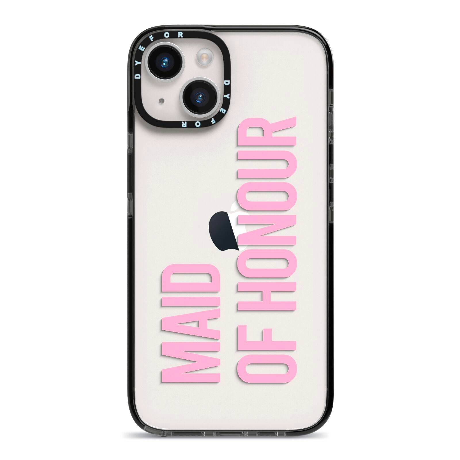 Maid of Honour iPhone 14 Black Impact Case on Silver phone
