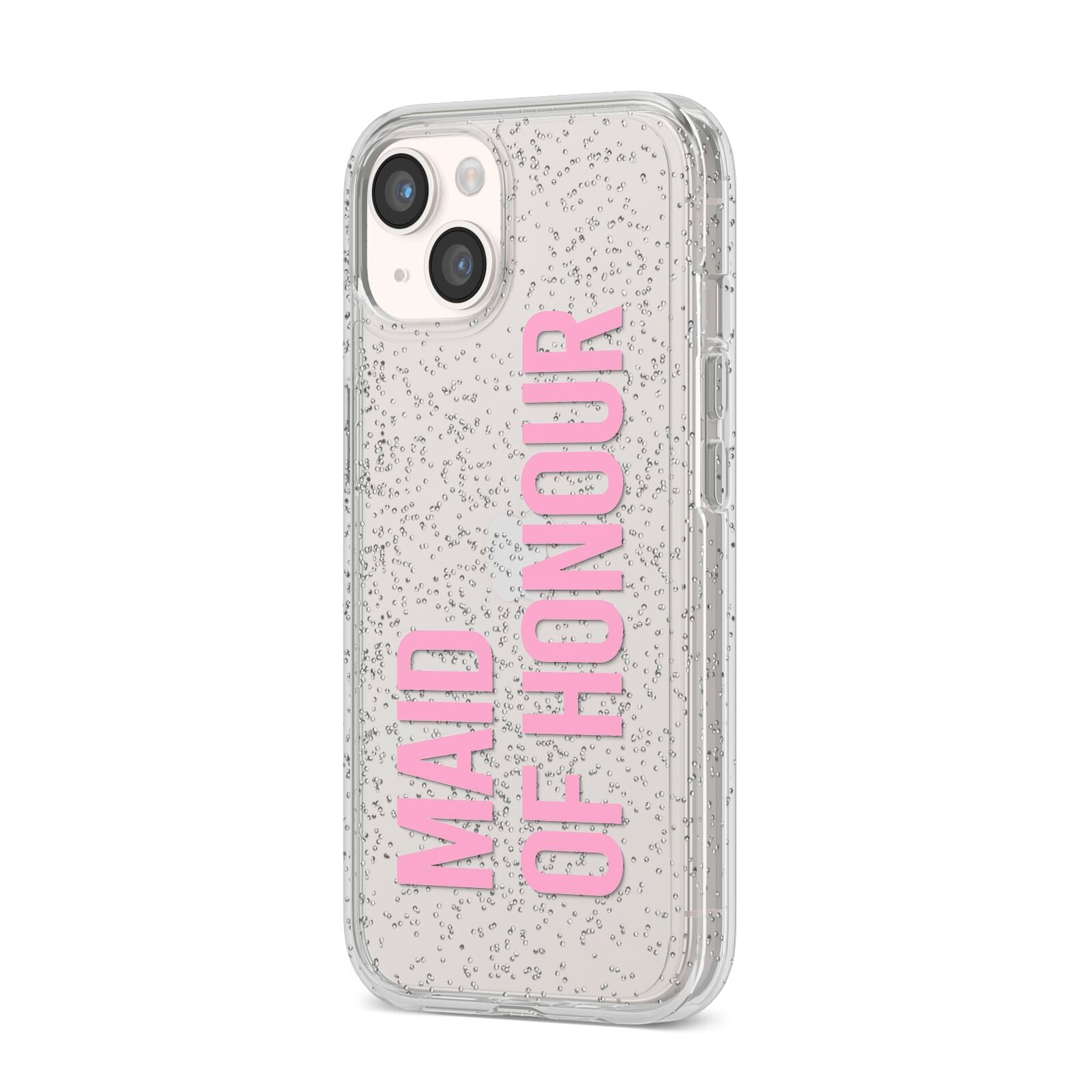 Maid of Honour iPhone 14 Glitter Tough Case Starlight Angled Image