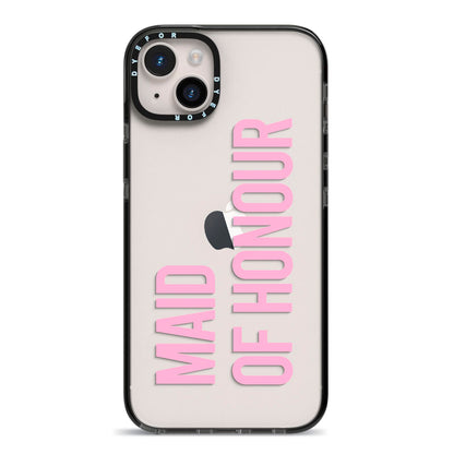 Maid of Honour iPhone 14 Plus Black Impact Case on Silver phone