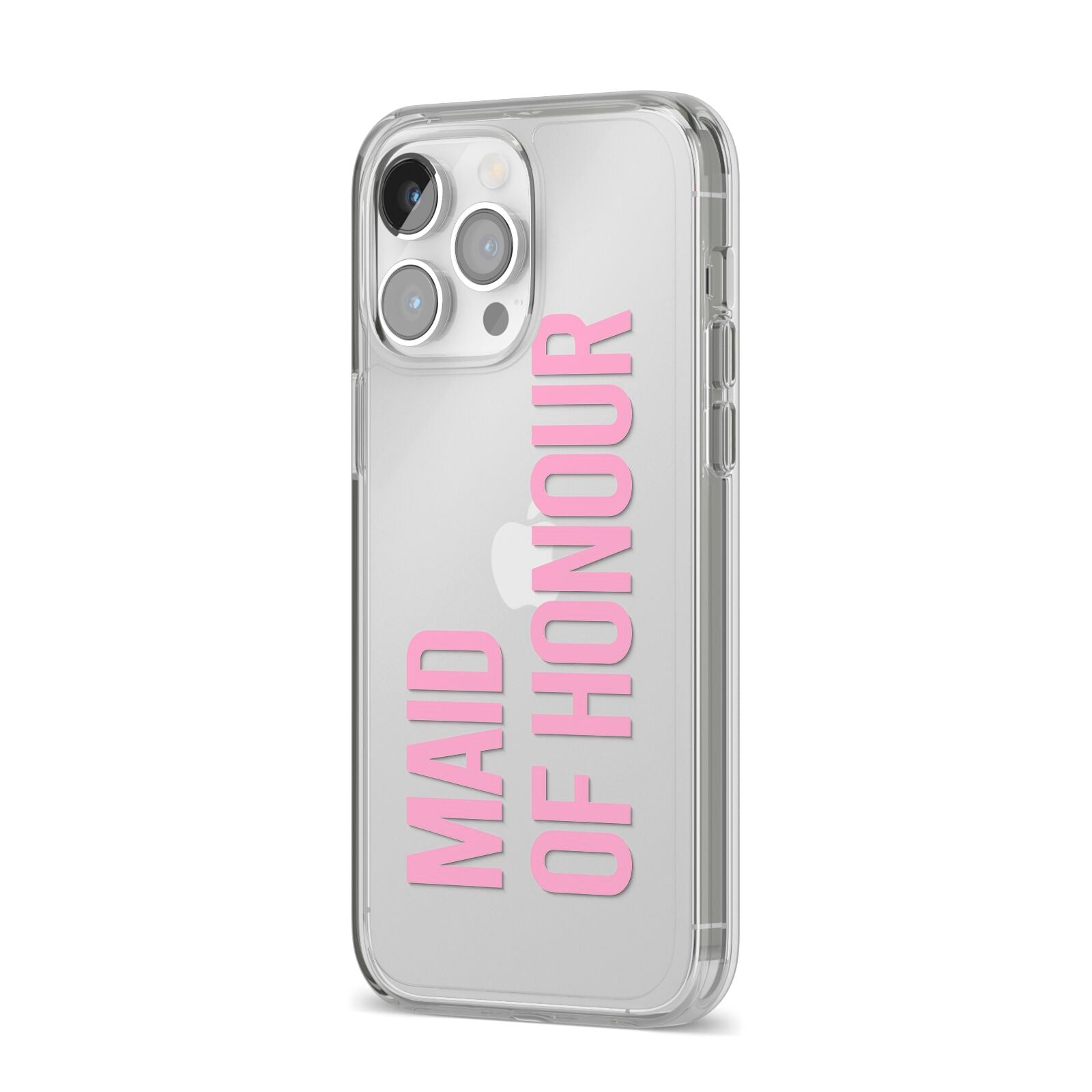 Maid of Honour iPhone 14 Pro Max Clear Tough Case Silver Angled Image