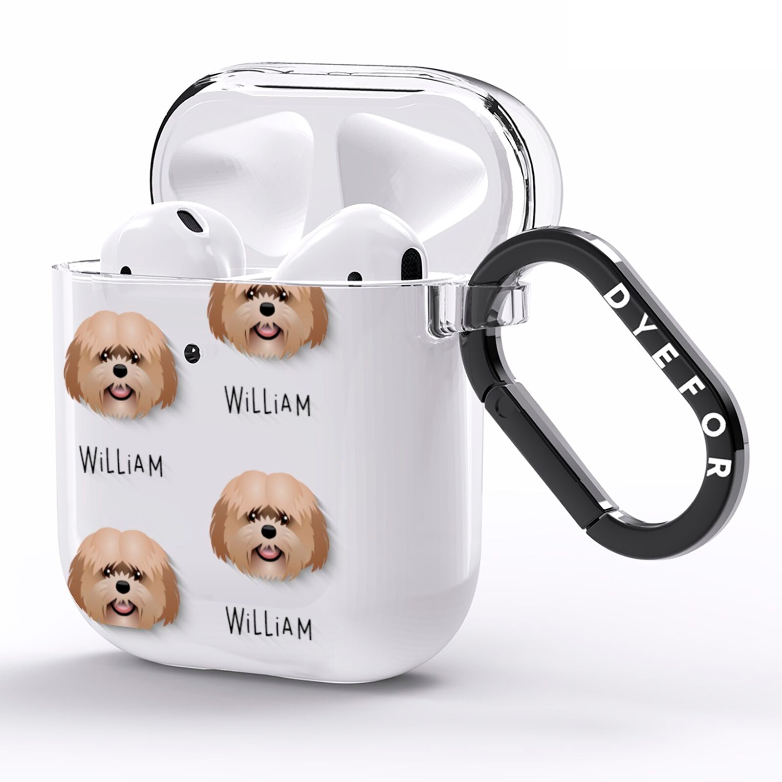 Mal Shi Icon with Name AirPods Clear Case Side Image