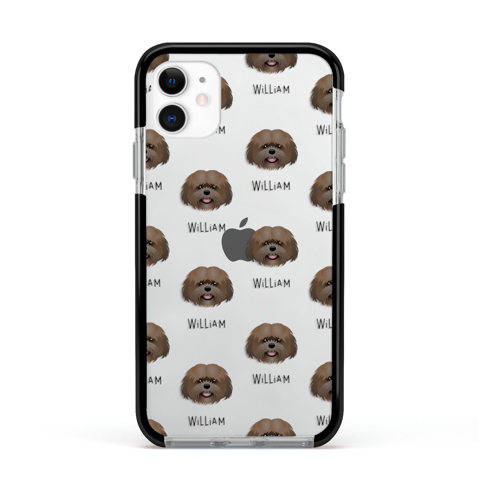Mal Shi Icon with Name Apple iPhone 11 in White with Black Impact Case