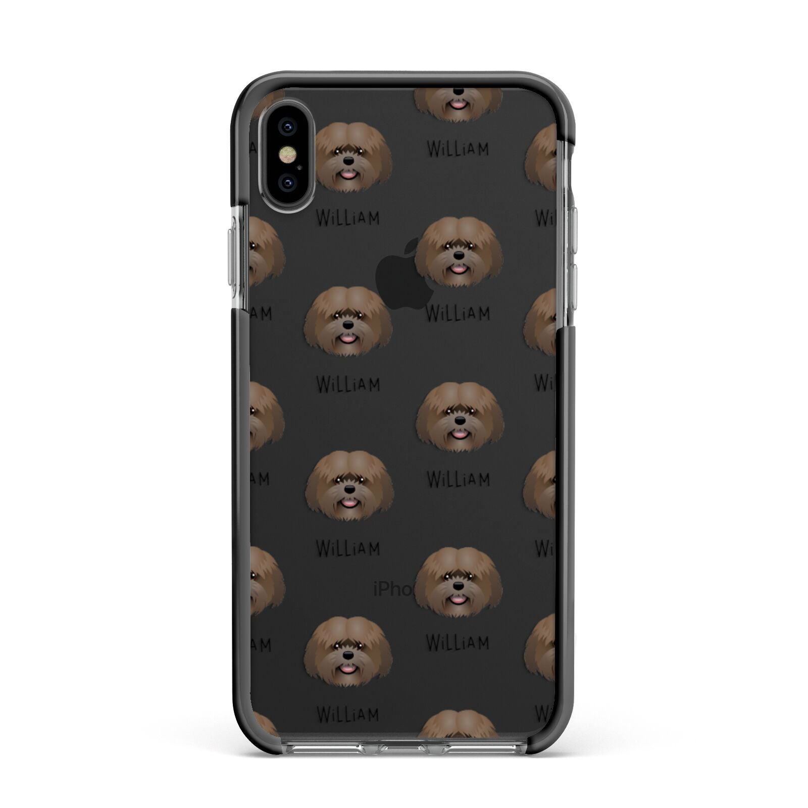 Mal Shi Icon with Name Apple iPhone Xs Max Impact Case Black Edge on Black Phone