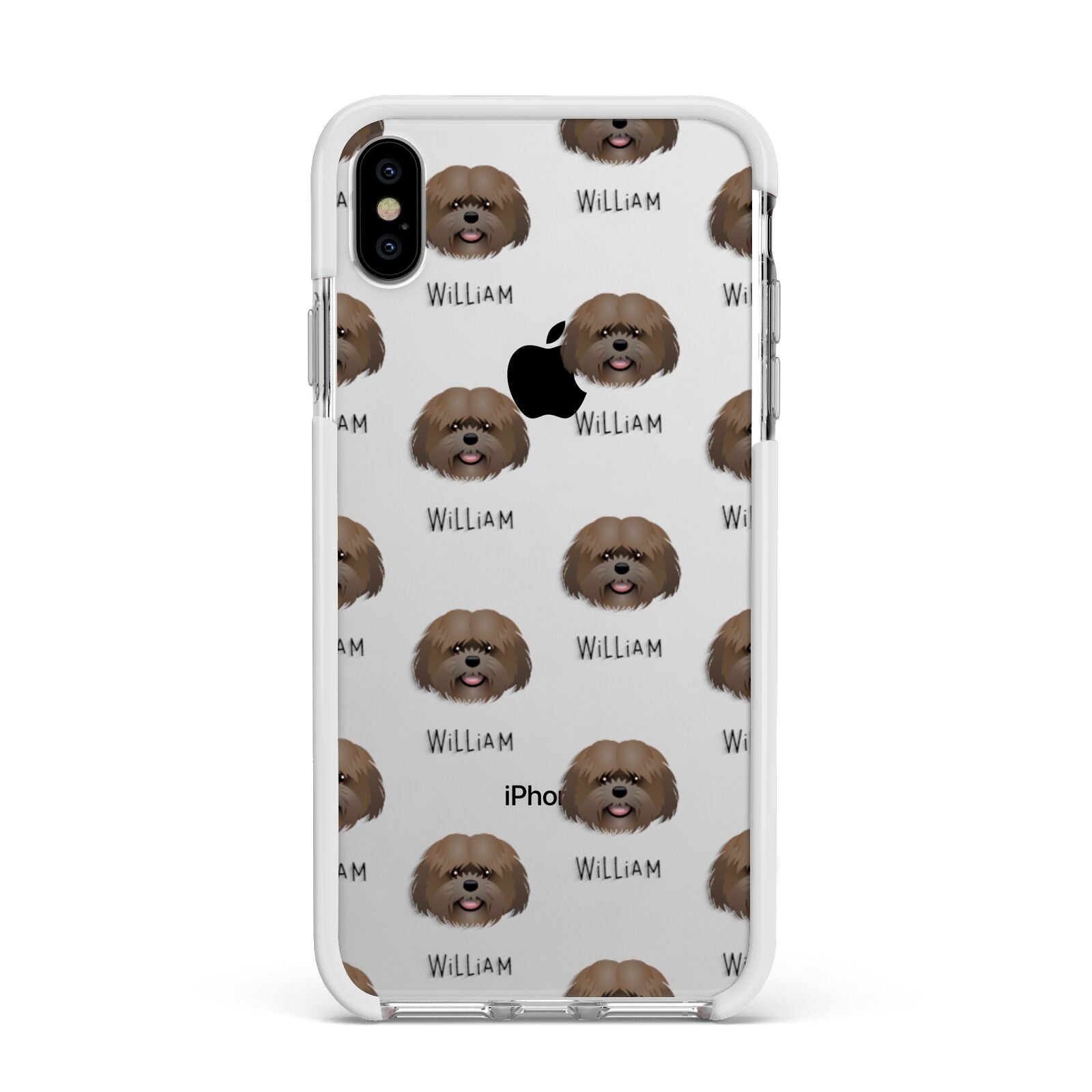 Mal Shi Icon with Name Apple iPhone Xs Max Impact Case White Edge on Silver Phone