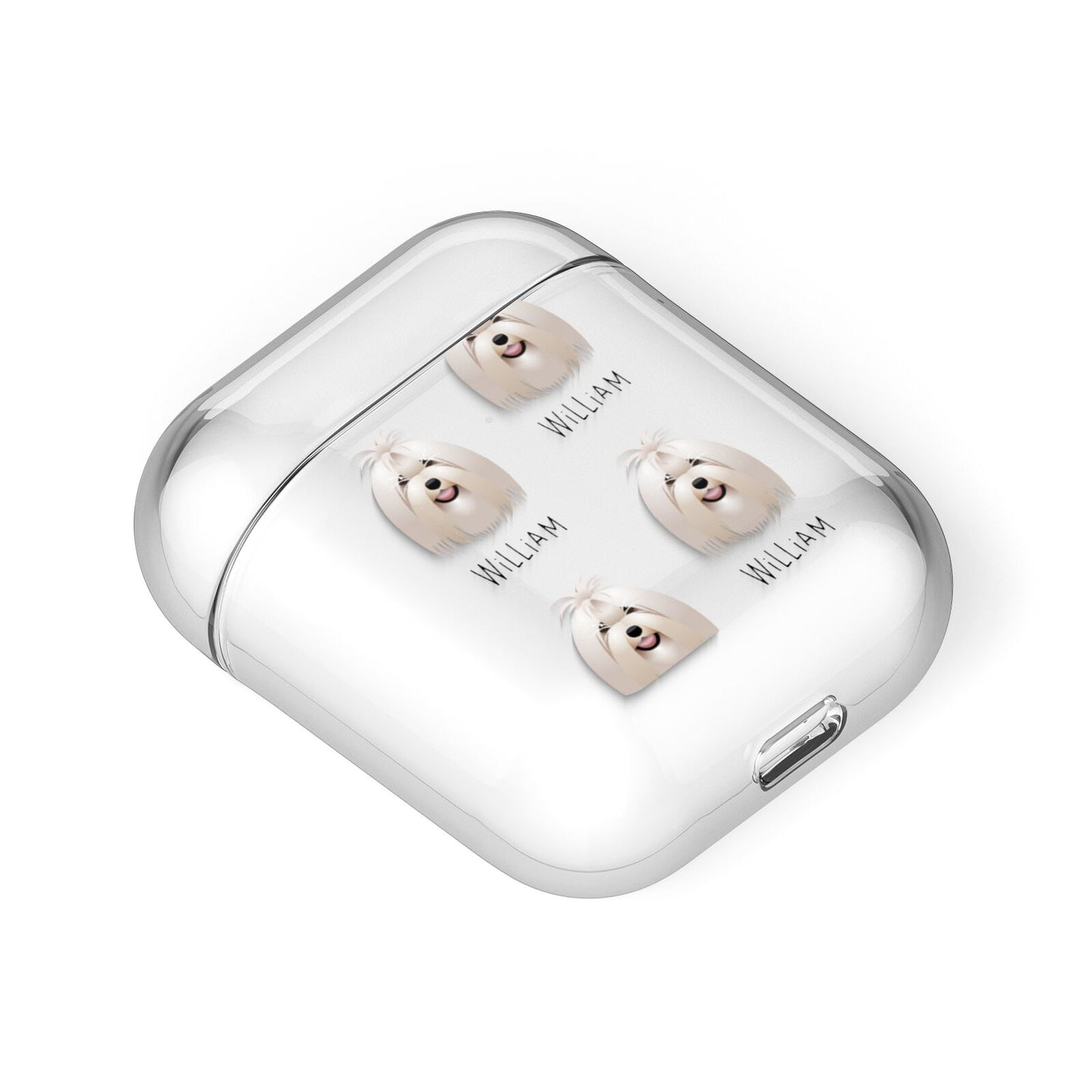 Maltese Icon with Name AirPods Case Laid Flat