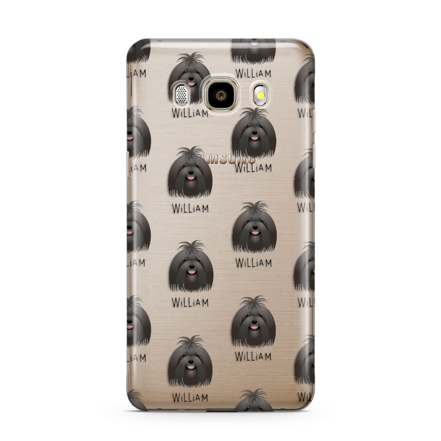 Maltese Icon with Name Samsung Galaxy J7 2016 Case on gold phone
