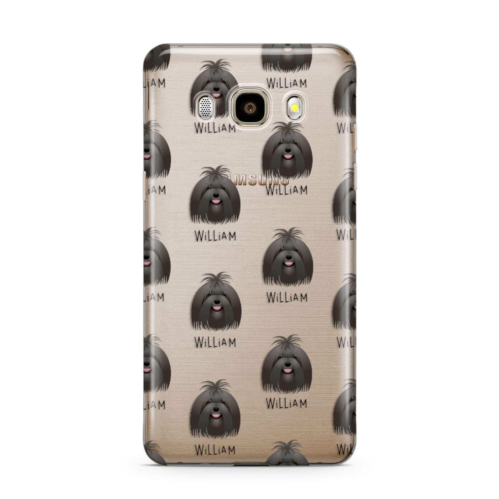 Maltese Icon with Name Samsung Galaxy J7 2016 Case on gold phone