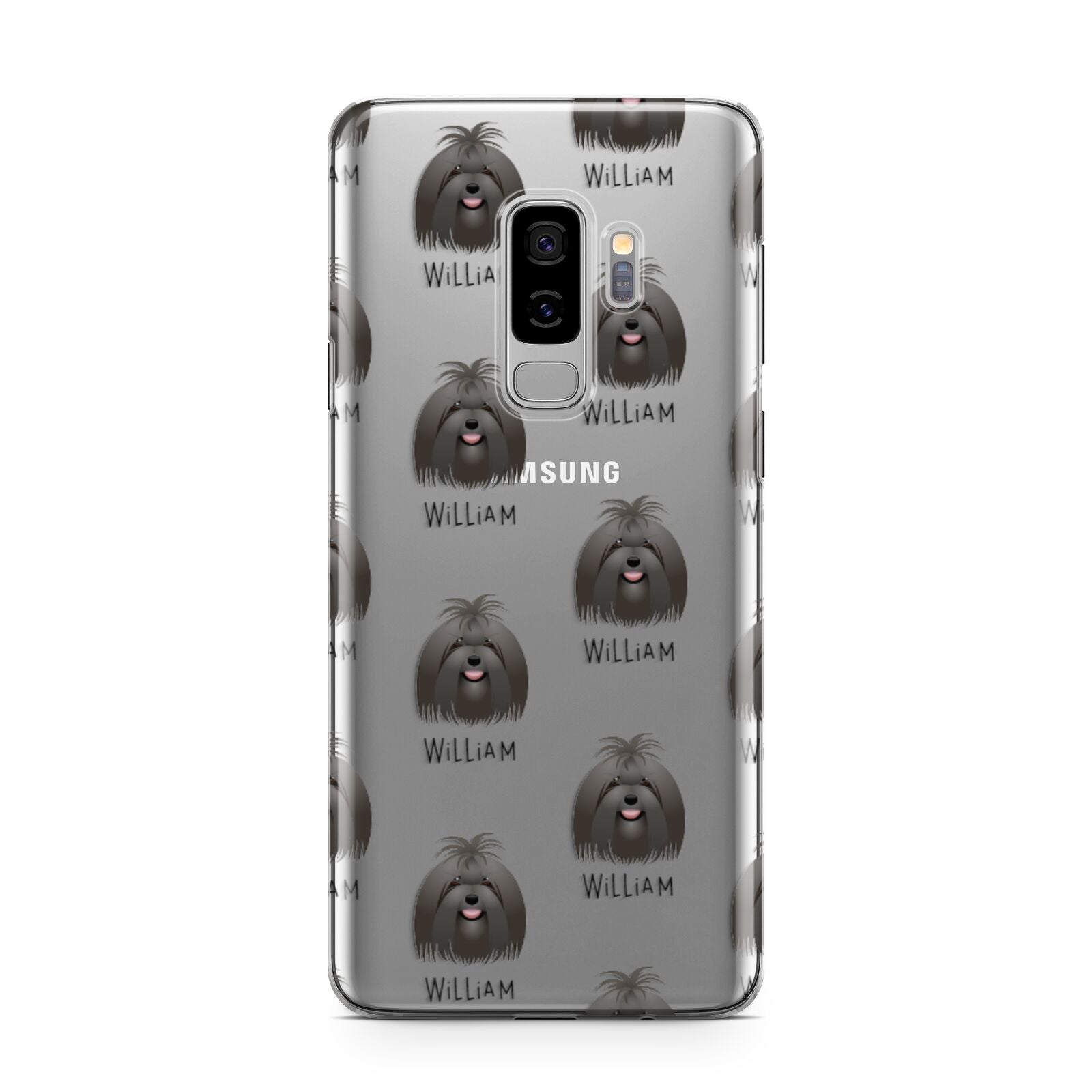 Maltese Icon with Name Samsung Galaxy S9 Plus Case on Silver phone