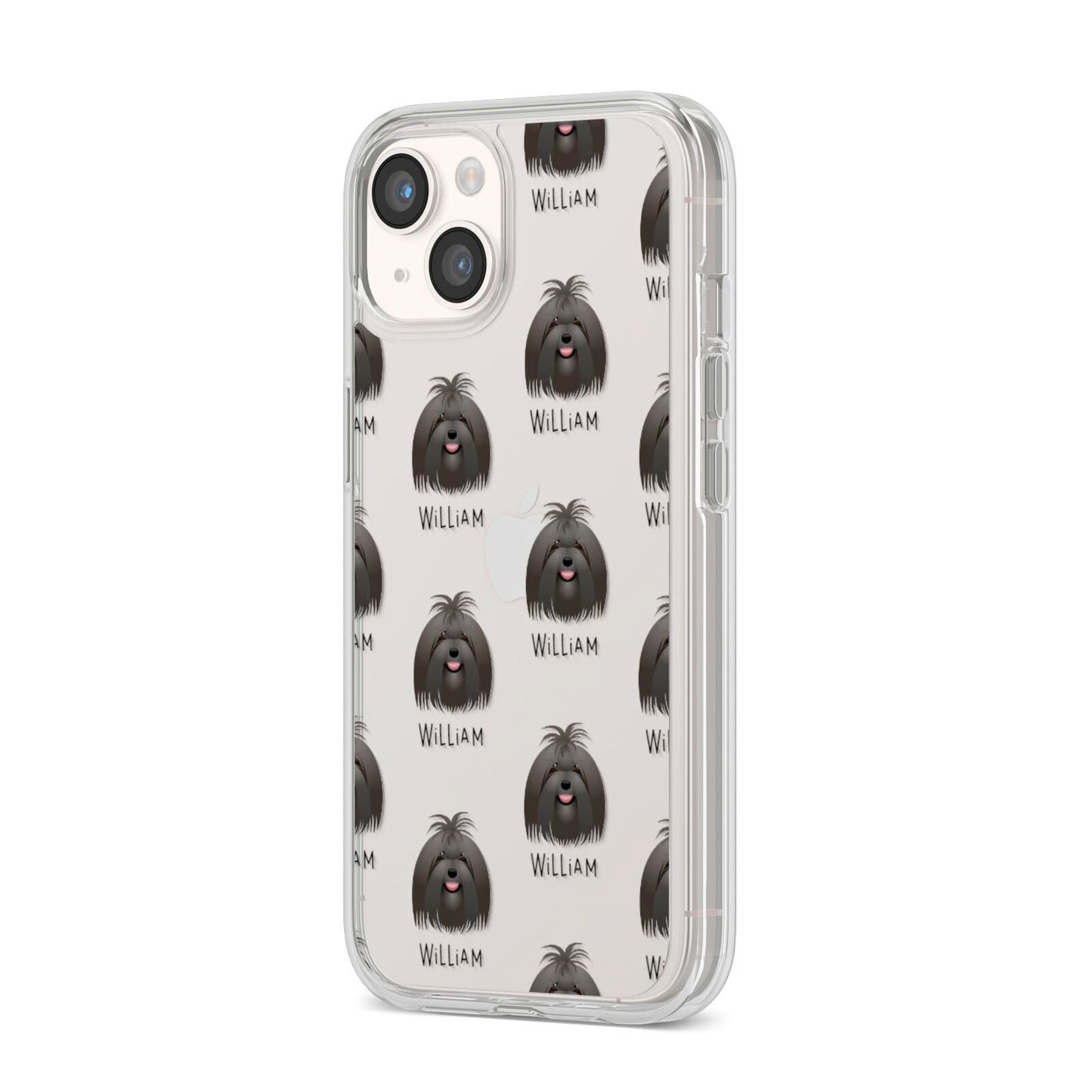 Maltese Icon with Name iPhone 14 Clear Tough Case Starlight Angled Image