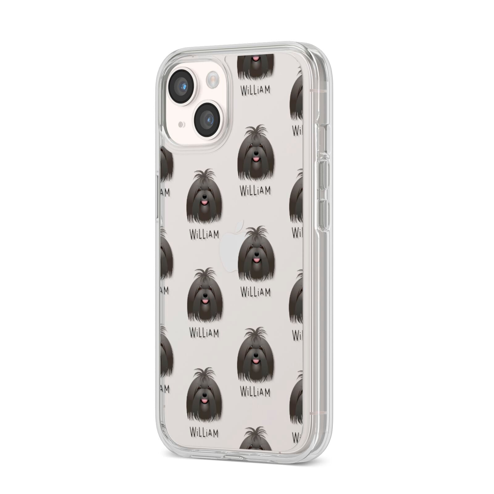 Maltese Icon with Name iPhone 14 Clear Tough Case Starlight Angled Image