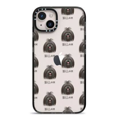 Maltese Icon with Name iPhone 14 Plus Black Impact Case on Silver phone