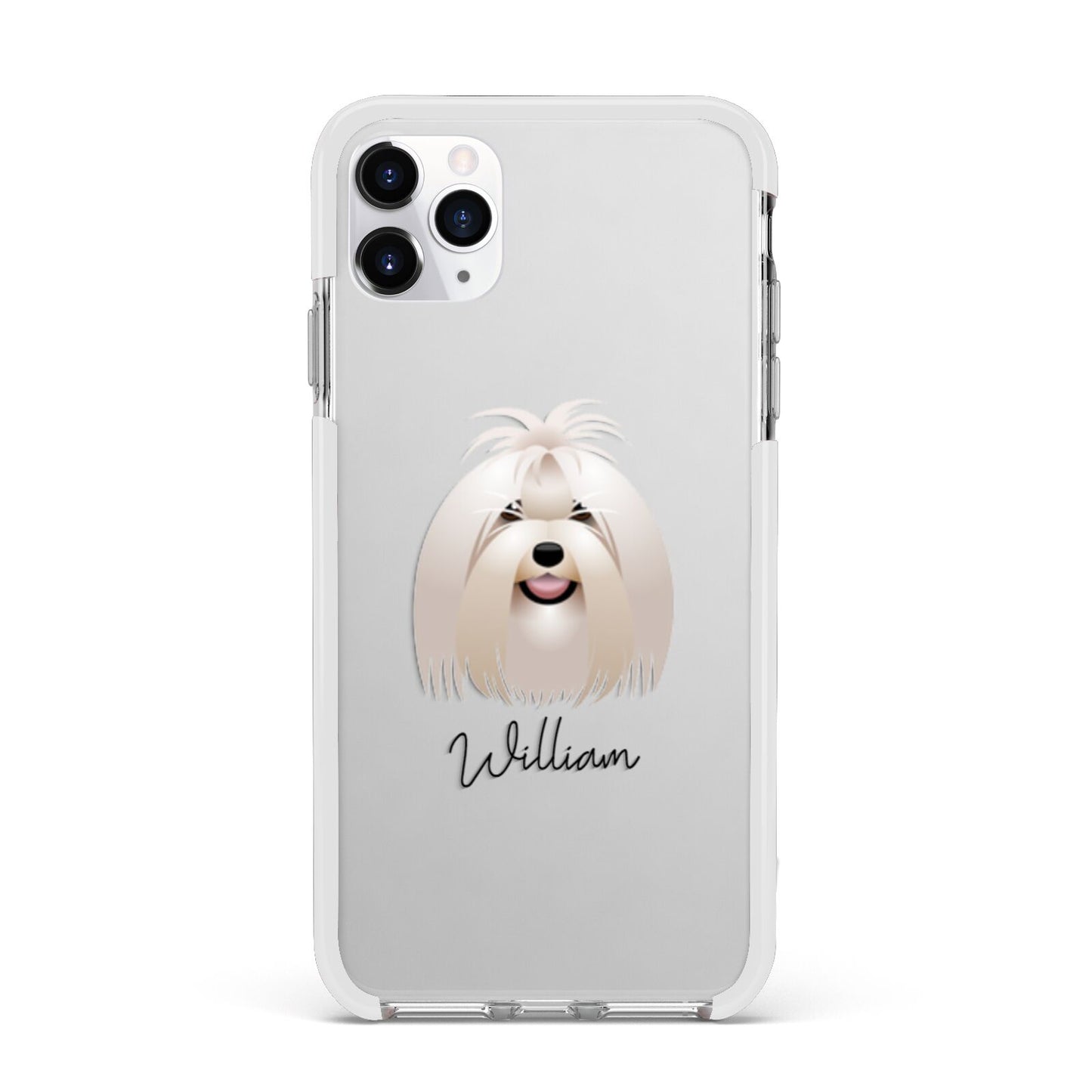 Maltese Personalised Apple iPhone 11 Pro Max in Silver with White Impact Case