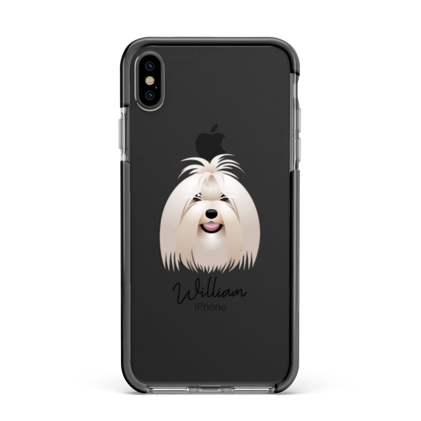 Maltese Personalised Apple iPhone Xs Max Impact Case Black Edge on Black Phone
