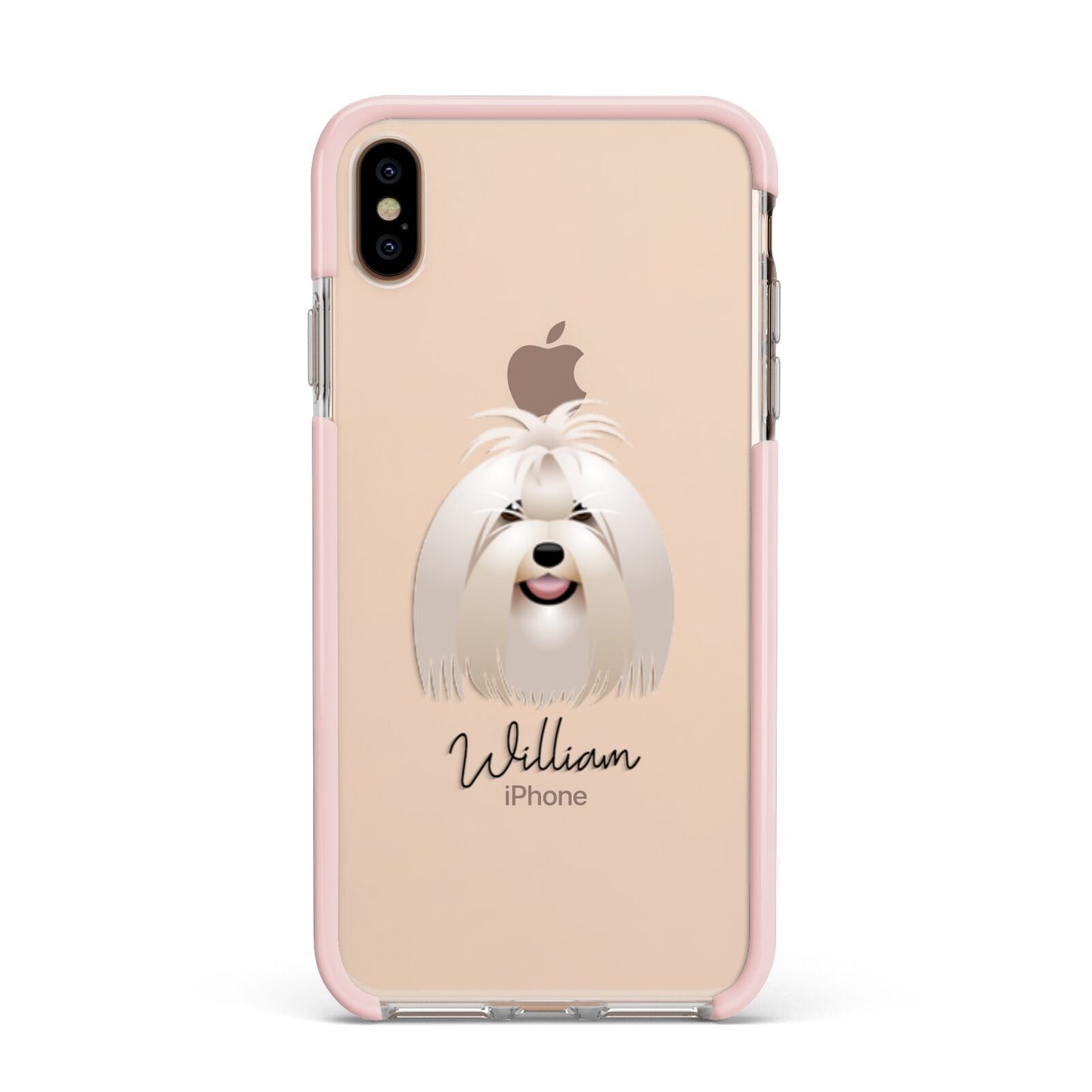 Maltese Personalised Apple iPhone Xs Max Impact Case Pink Edge on Gold Phone