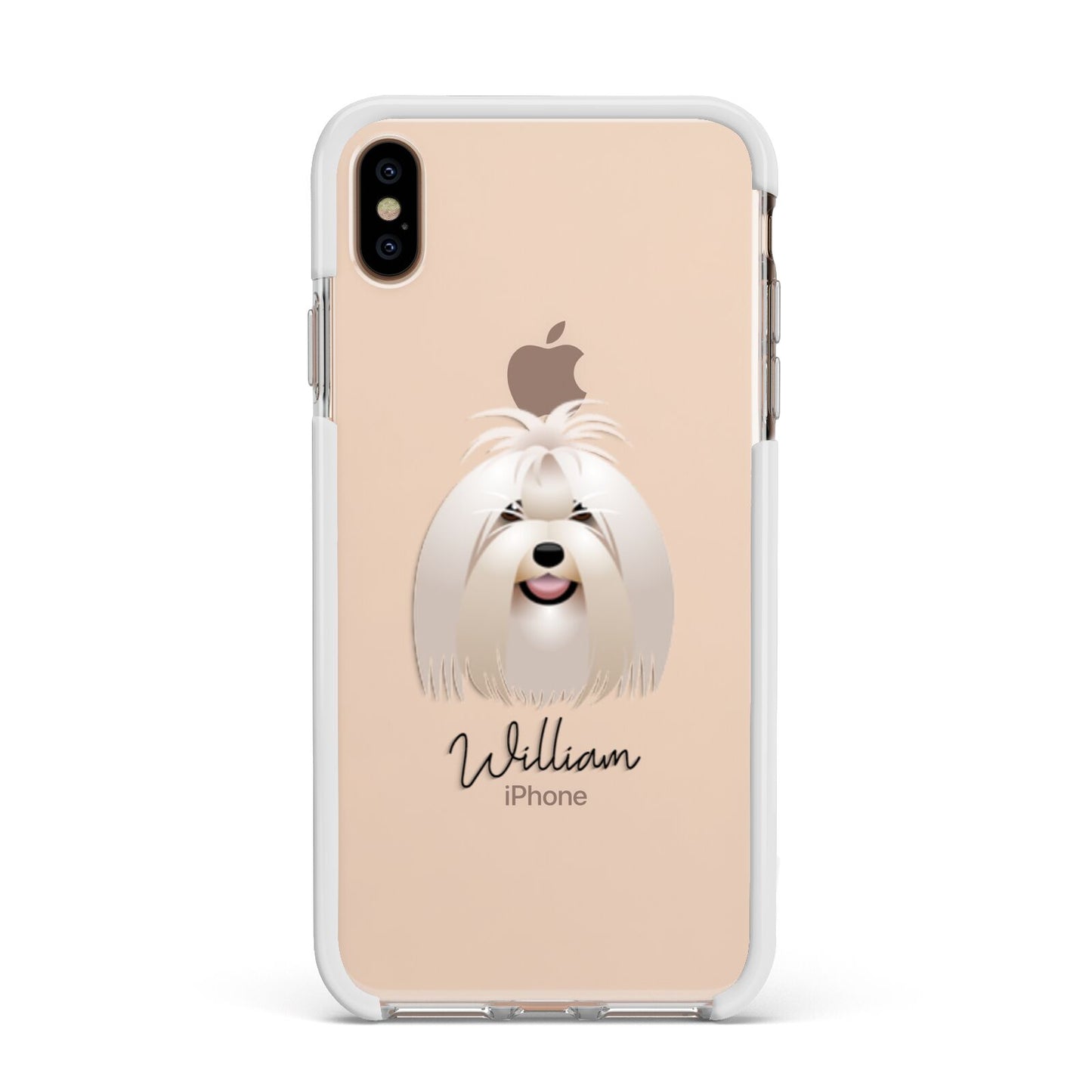 Maltese Personalised Apple iPhone Xs Max Impact Case White Edge on Gold Phone