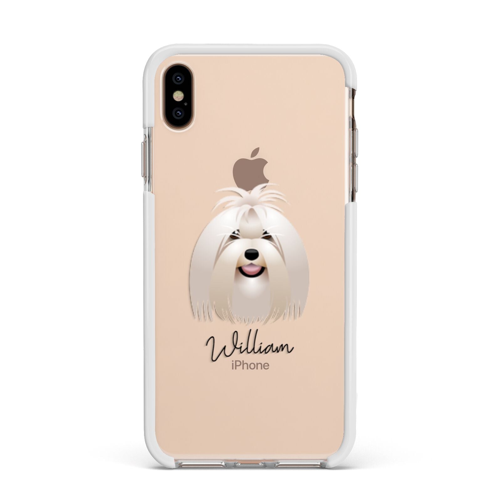 Maltese Personalised Apple iPhone Xs Max Impact Case White Edge on Gold Phone